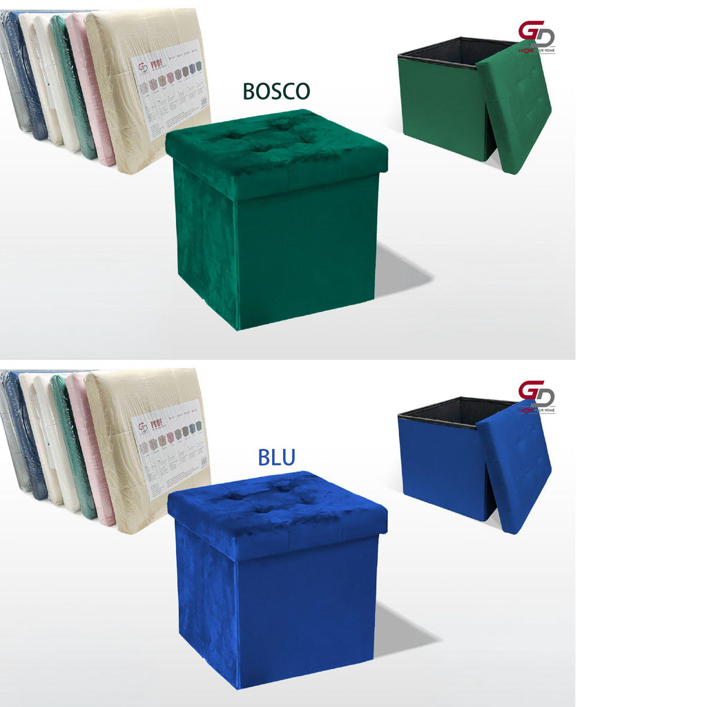 GD LOVES YOUR HOME Pouf Contenitore Pieghevole 76×38×38 cm / 38×38×38 cm, Seduta Imbottita, Sgabello Portaoggetti Salvaspazio Velluto – Panca Organizer per Camera, Soggiorno, Ingresso