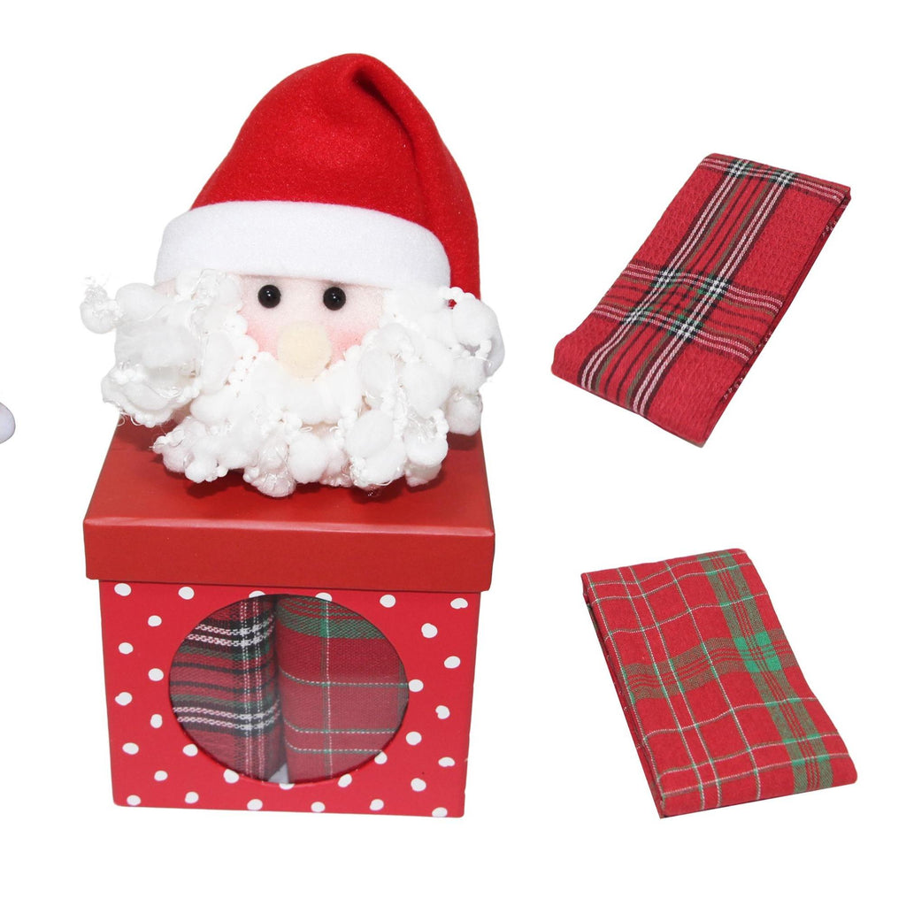 GD LOVES XMAS Scatola Regalo Natalizia con Tovaglietta – Pupazzo di Babbo Natale, Renna o Pupazzo di Neve – Idea Regalo e Decorazione Tavola per le Feste
