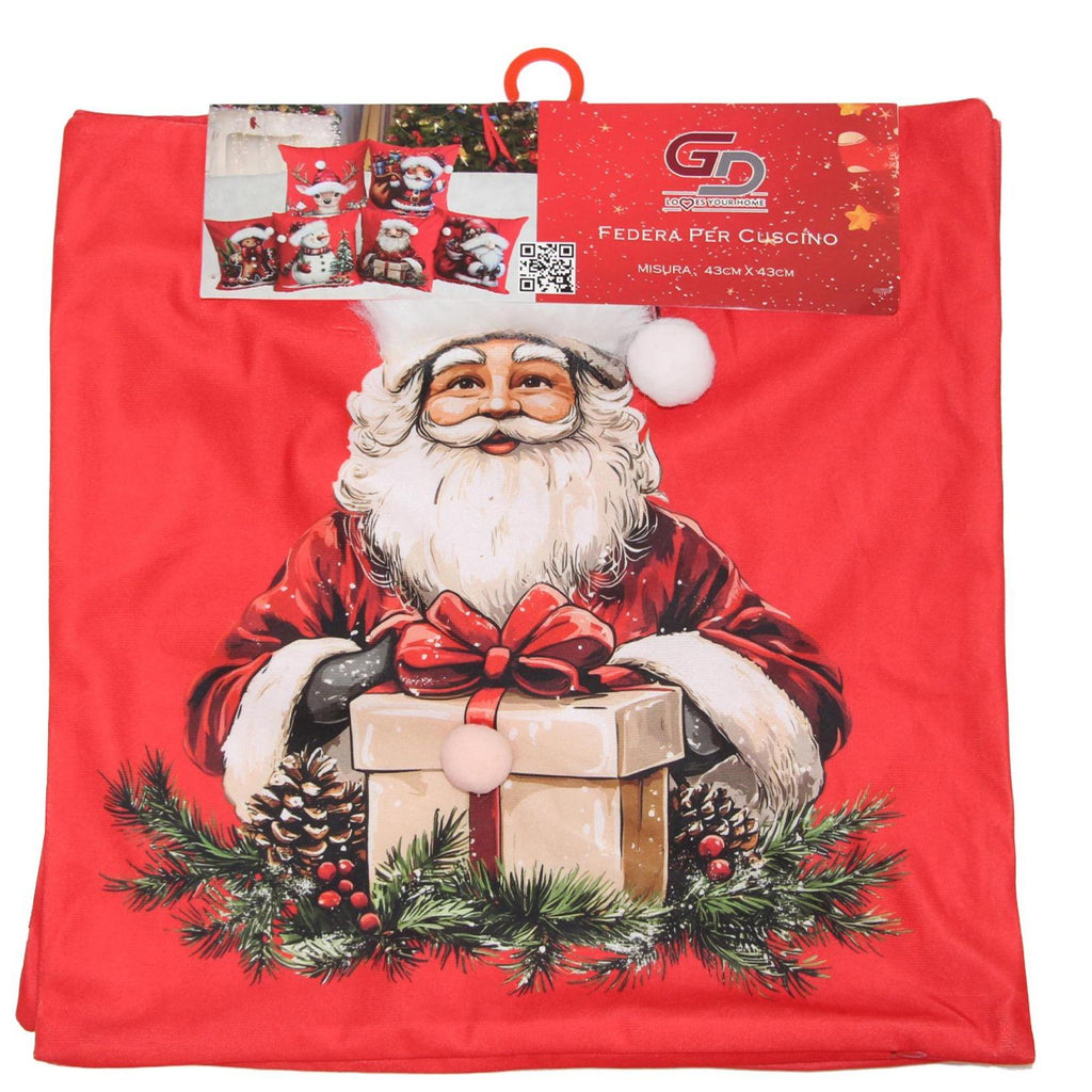 GD LOVES XMAS Set 2 Copricuscino Natalizio 3D 43×43 cm Federe Morbide per Divano o Letto 12 Fantasie Natalizie con Babbo Natale e Regali