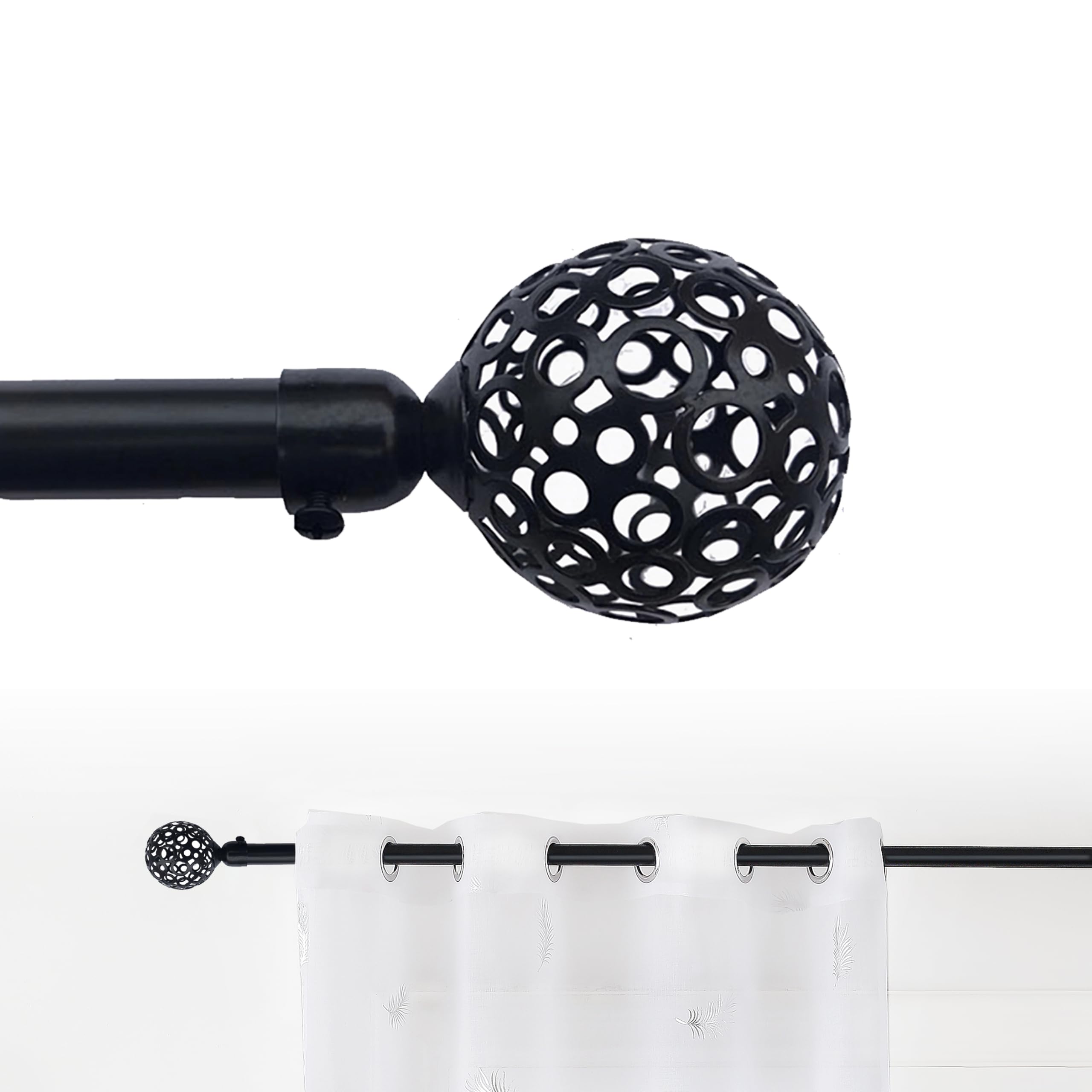 GD LOVES YOUR HOME Bastone per Tenda Estensibile in Metallo con Terminale a Sfera Traforata – Regolabile 70–120 / 120–210 / 160–310 cm (staffe e viti incluse) Design Raffinato e Funzionale per Finestre di Diverse Dimensioni
