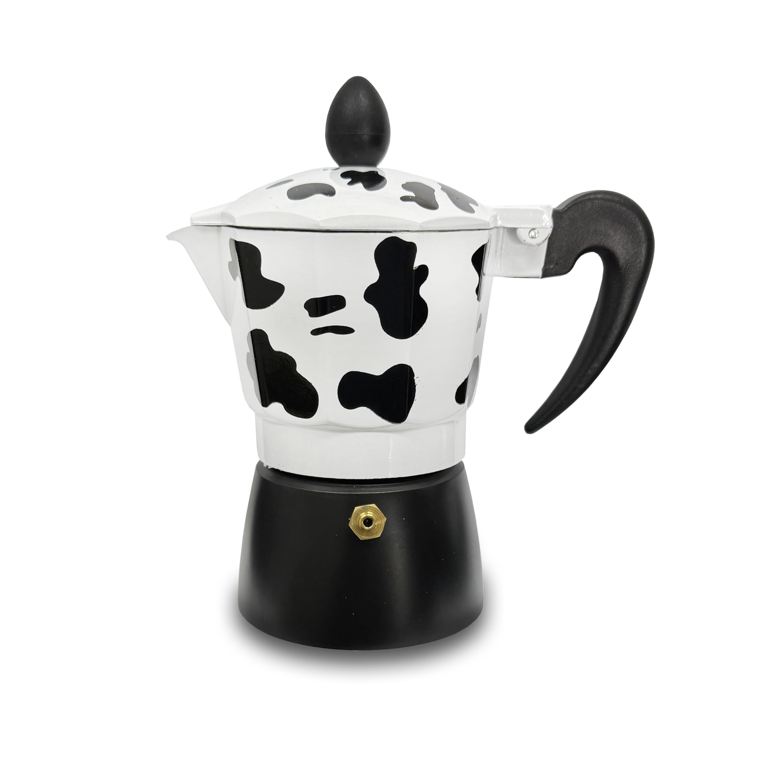 GD LOVES YOUR HOME Caffettiera Moka “Mucca” in Alluminio – 1/3/6 Tazze per Espresso – Valvola di Sicurezza e Manico Antiscottatura – idea regalo