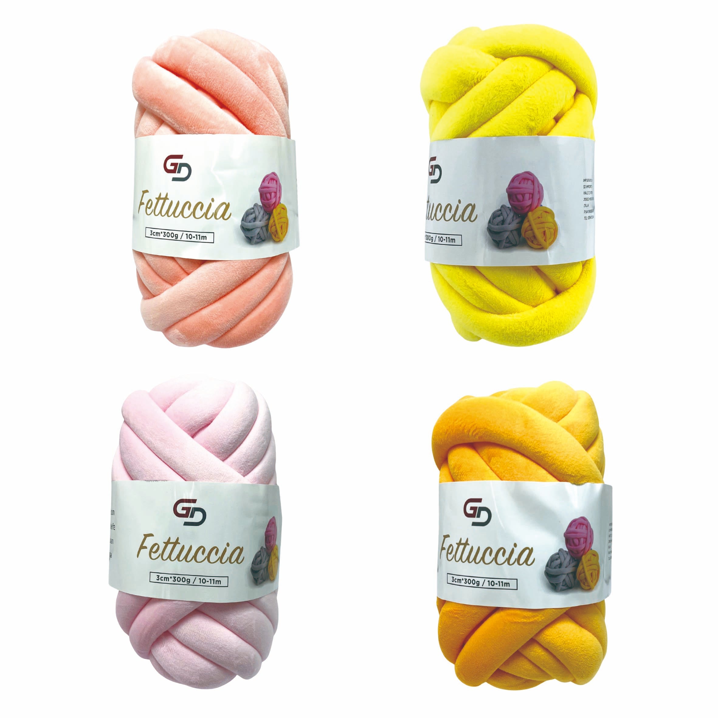 Set 3 Fettuccia Marshmallow spessa 3 cm – 300 g | Toni Caldi | Filato morbido e facile da lavorare, con resa ordinata per uncinetto, borse e home decor