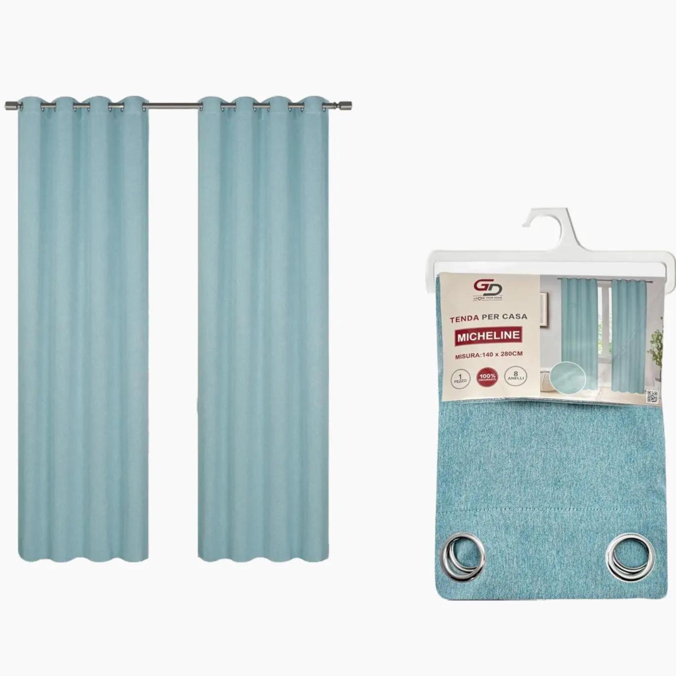 GD LOVES YOUR HOME Tenda Opaca Oscurante Blackout MICHELINE in Lino Doppia Faccia,  con Anelli in Acciaio Inox, 140 * 280 CM - 1 Pezzo, 6 Colori Disponibili