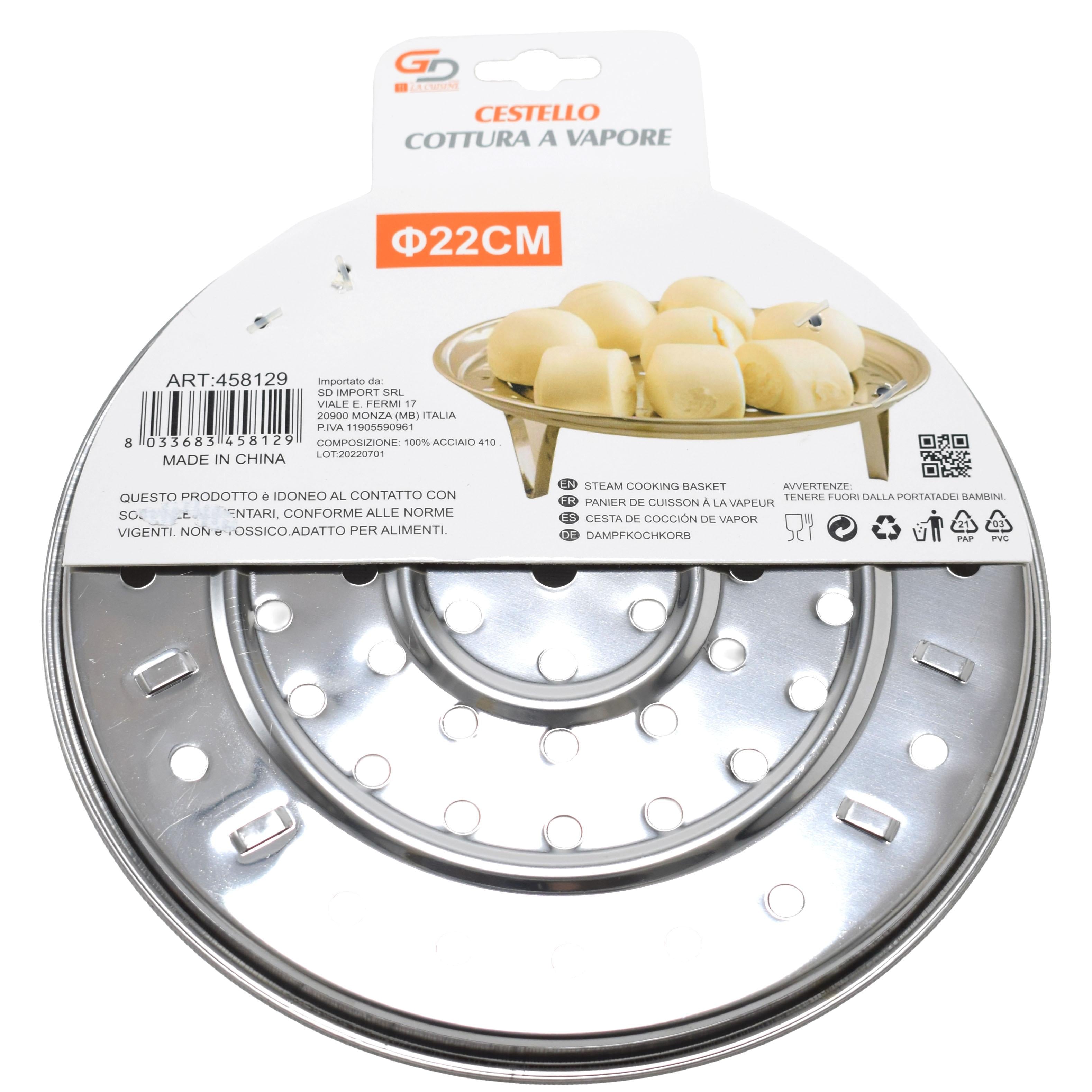 GA LA CUISINE Supporto a Vapore in Acciaio con Piedini – Piatto per Cottura a Vapore per Bao, Gyoza, Verdure e Pesce – Ø 18 / 22 / 23,5 cm