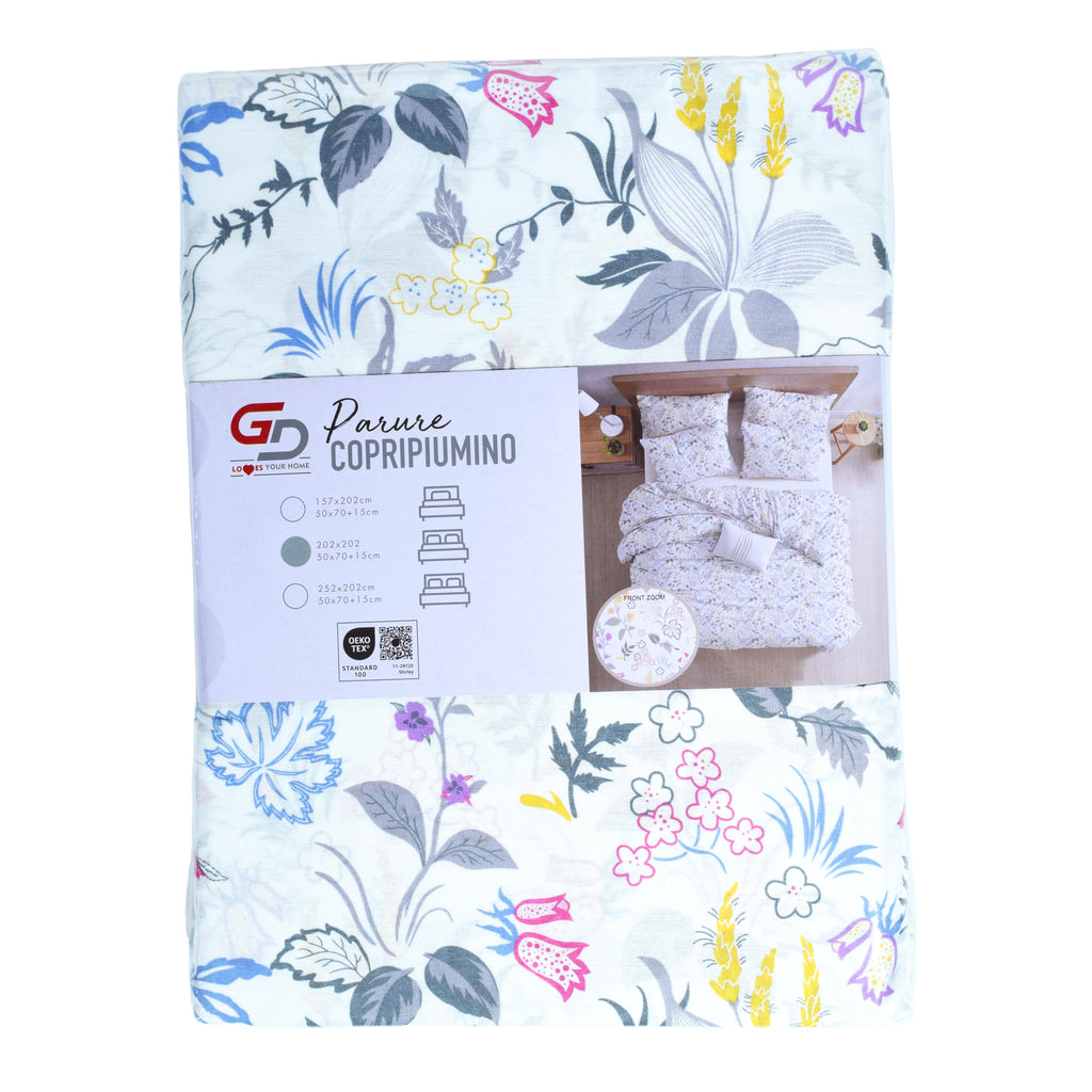 GD LOVES YOUR HOME Linea Parure Copripiumino – Fantasie Inchiostro di Primavera & Sogno di Giardino – Set 2 o 3 Pezzi con Federe – 3 Misure (Singolo, Piazza e Mezza, Matrimoniale) – Morbido, Traspirante e Facile da Lavare