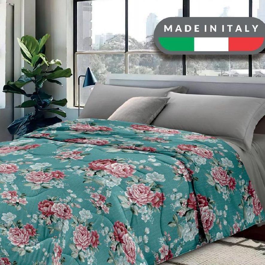 GD LOVES YOUR HOME Trapunta Leggera Matrimoniale Invernale 260×260 cm – MADE IN ITALY, Microfibra Mano Pesca, Anallergica e Duck Friendly – Coperta Imbottita con Bordatura Laser, Fantasie Stampate