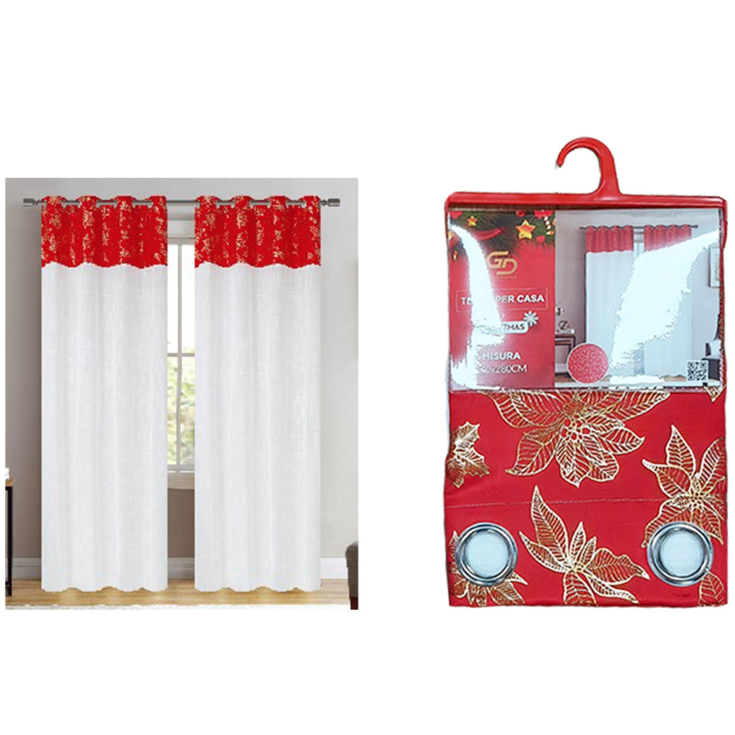GD LOVES XMAS Tenda Natalizia con Occhielli 140×280 cm | Decorazione Festiva, Lavabile e Pronta da Appendere - 1 Pezzo