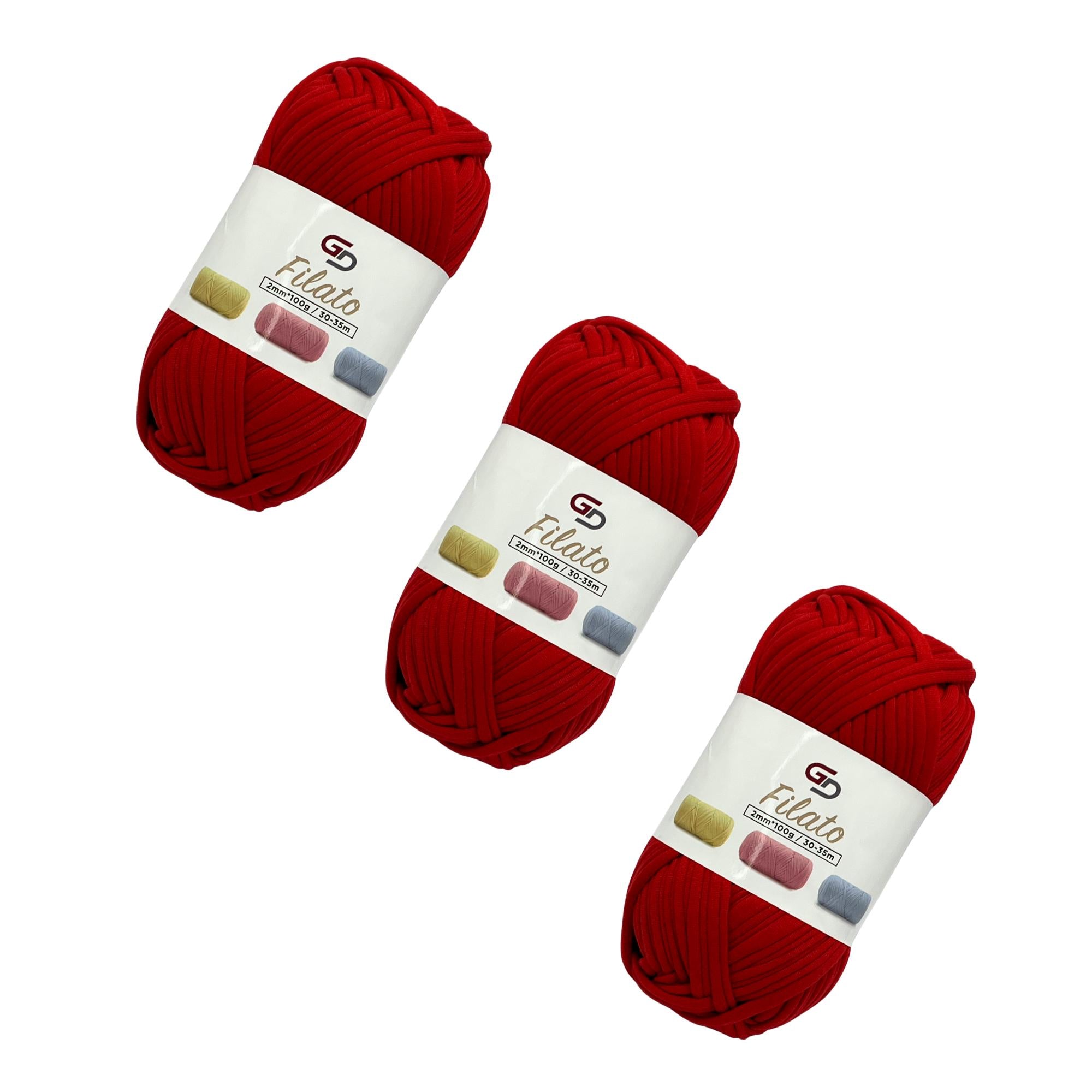 SET 3 ROTOLI DI FILATO 2MM * 100G, 30-35M, 19 COLORI DISPONIBILI