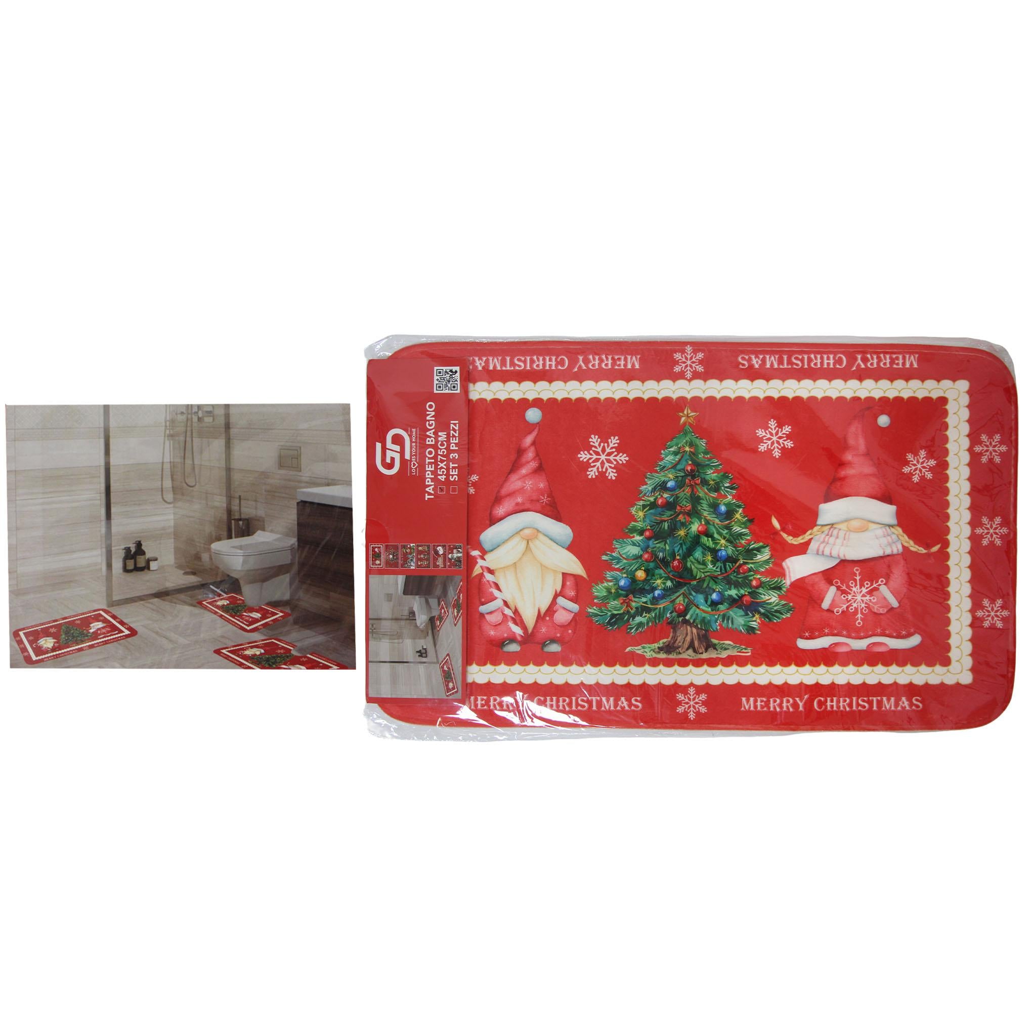 GD LOVES XMAS Tappetino Natalizio Antiscivolo 45×75 cm | Morbido, Lavabile e Decorativo per Ingresso o Cucina