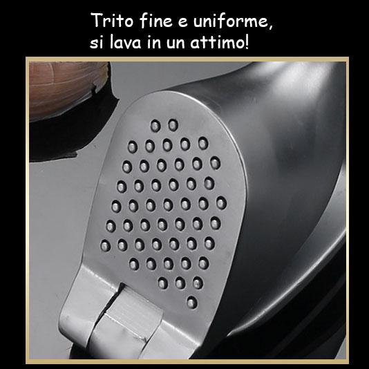 GD LA CUISINE Spremiaglio in Acciaio Inox | Pressa Aglio Manuale Professionale Antiscivolo per Tritare Aglio, Zenzero e Noci