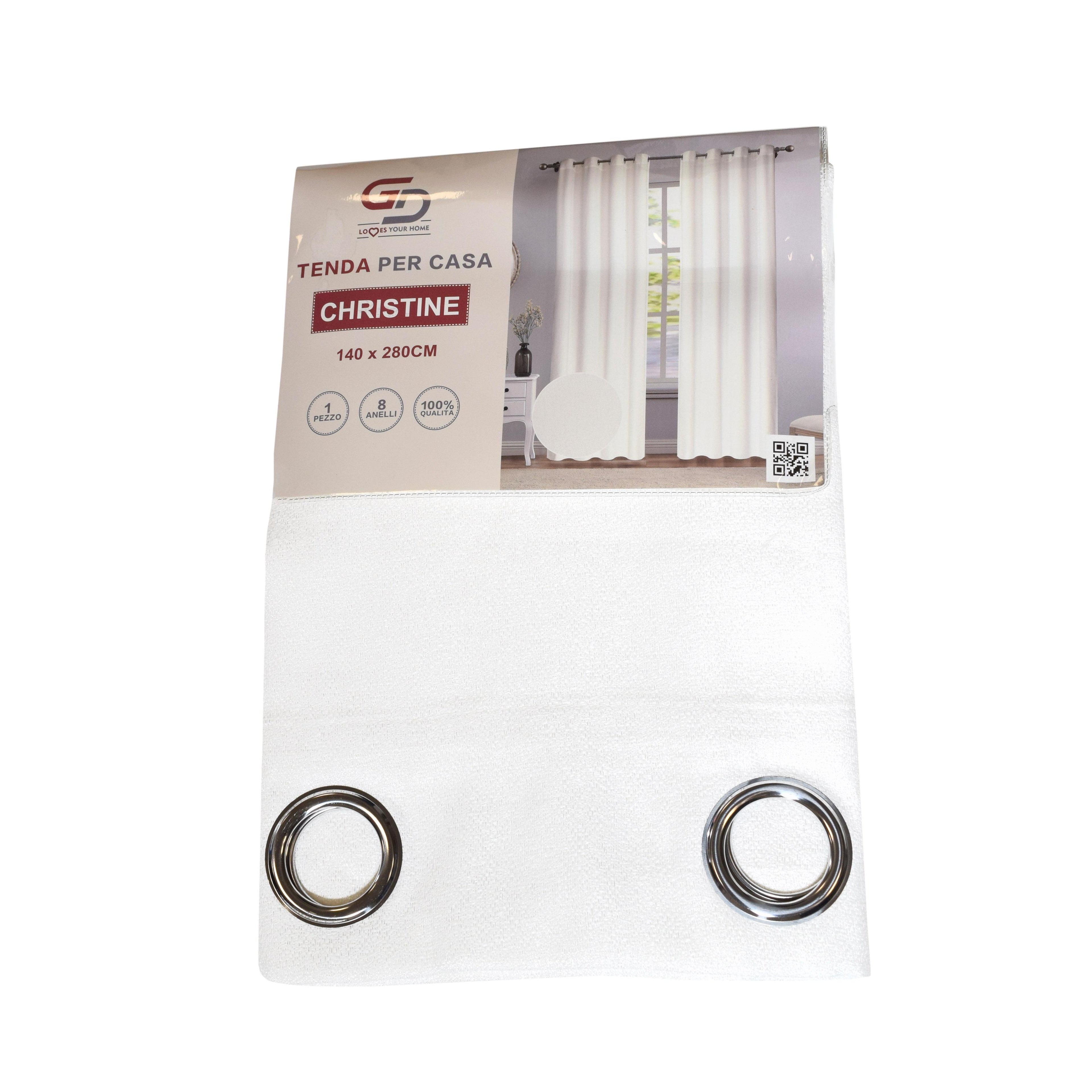 GD LOVES YOUR HOME Tenda Filtrante Leggera CHRISTINE in Tessuto Effetto Lino 140x280 cm, con 8 Anelli in Acciaio Inox – 1 Pannello Moderno e Raffinato