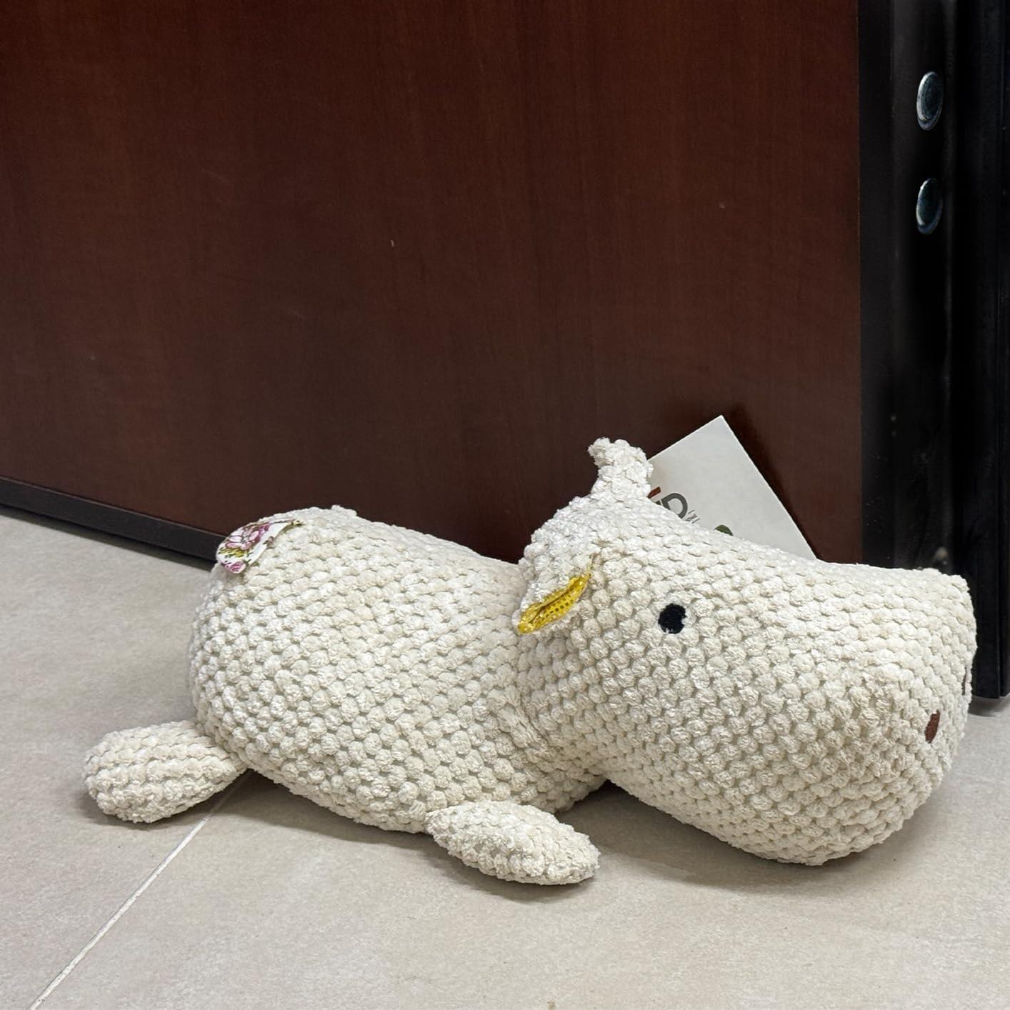 GD LOVES YOUR HOME Fermaporta decorativo appesantito H 25 cm – 8 Modelli (Ariete, Ippopotamo, Riccio, Cactus, Gallina, Dinosauro, Orsetto, Panda) – Tessuto bouclé/tweed/peluche con base morbida antigraffio – Fermaporta decorativo anti-spifferi per interni