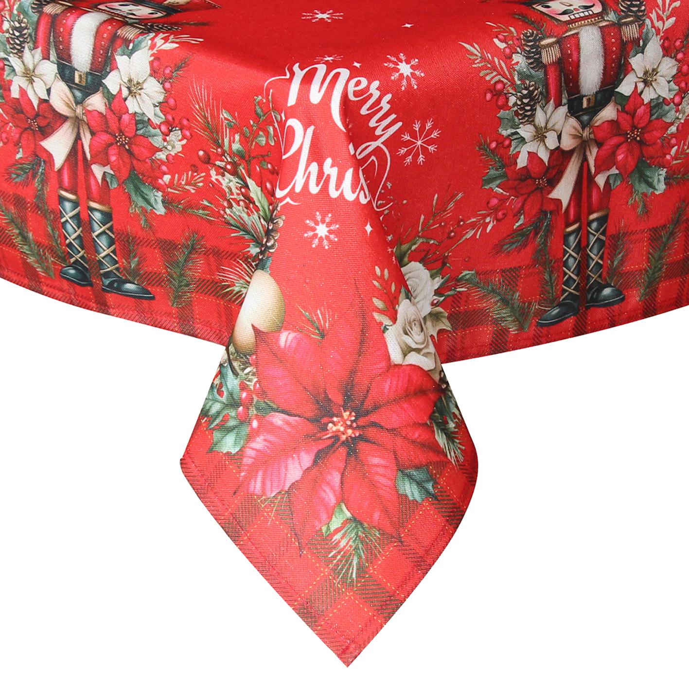 GD LOVES XMAS Tovaglia Natalizia 140X180CM Decorazione Tavola Festiva in Stile Elegante con Dettagli Oro e Argento