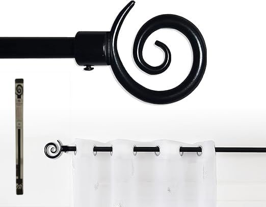 GD LOVES YOUR HOME Bastone Tenda Estensibile 70-120 cm 120-210 cm o 160x310cm Ferro Antichizzato Shabby Chic Asta Anelli Scorritenda MOD.forma a spirale