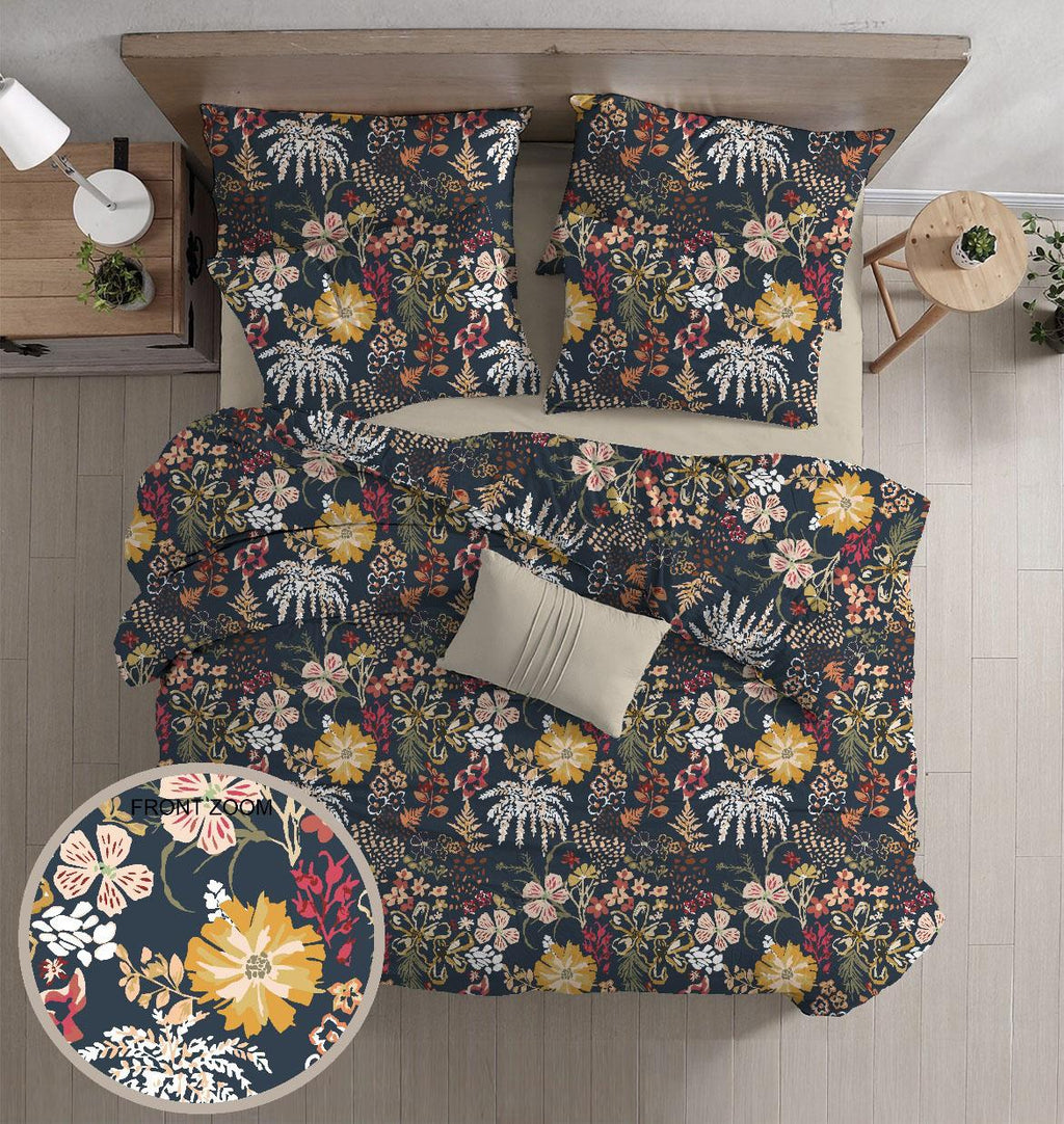 GD LOVES YOUR HOME Linea Parure Copripiumino – Fantasie Notte di Pavone & Fiori d’Autunno – Set 2 o 3 Pezzi con Federe – 3 Misure (Singolo, Piazza e Mezza, Matrimoniale) – Morbido, Traspirante e Facile da Lavare