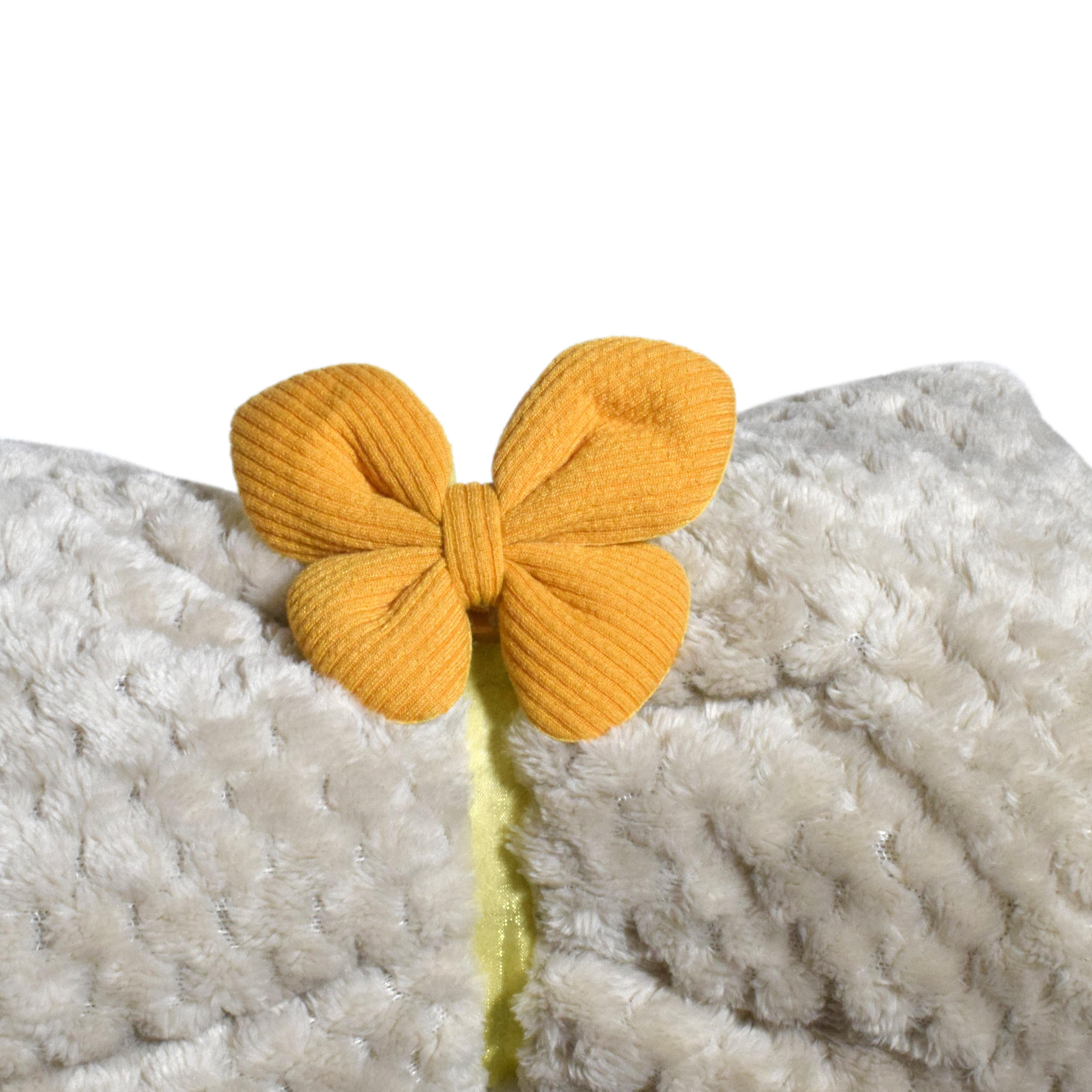 GD LOVES YOUR HOME Fermatenda Magnetico Farfalla in Tessuto Morbido, 9,5 x 7,5 cm, Giallo – Confezione da 2 Pezzi, Accessorio Decorativo per Tende