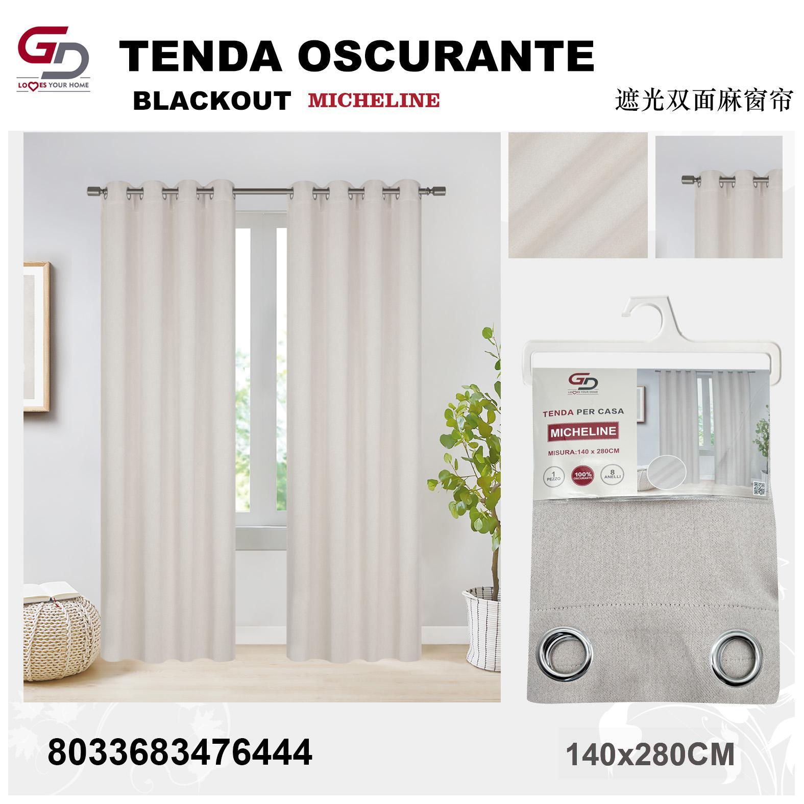 GD LOVES YOUR HOME Tenda Opaca Oscurante Blackout MICHELINE in Lino Doppia Faccia,  con Anelli in Acciaio Inox, 140 * 280 CM - 1 Pezzo, 6 Colori Disponibili