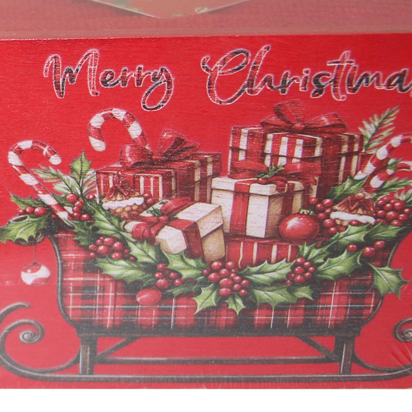 GD LOVES XMAS Elegante Scatola Regalo in Legno con Tovaglietta Natalizia | Design Premium 15×12×10 cm con Cuore Intagliato Laterale ️