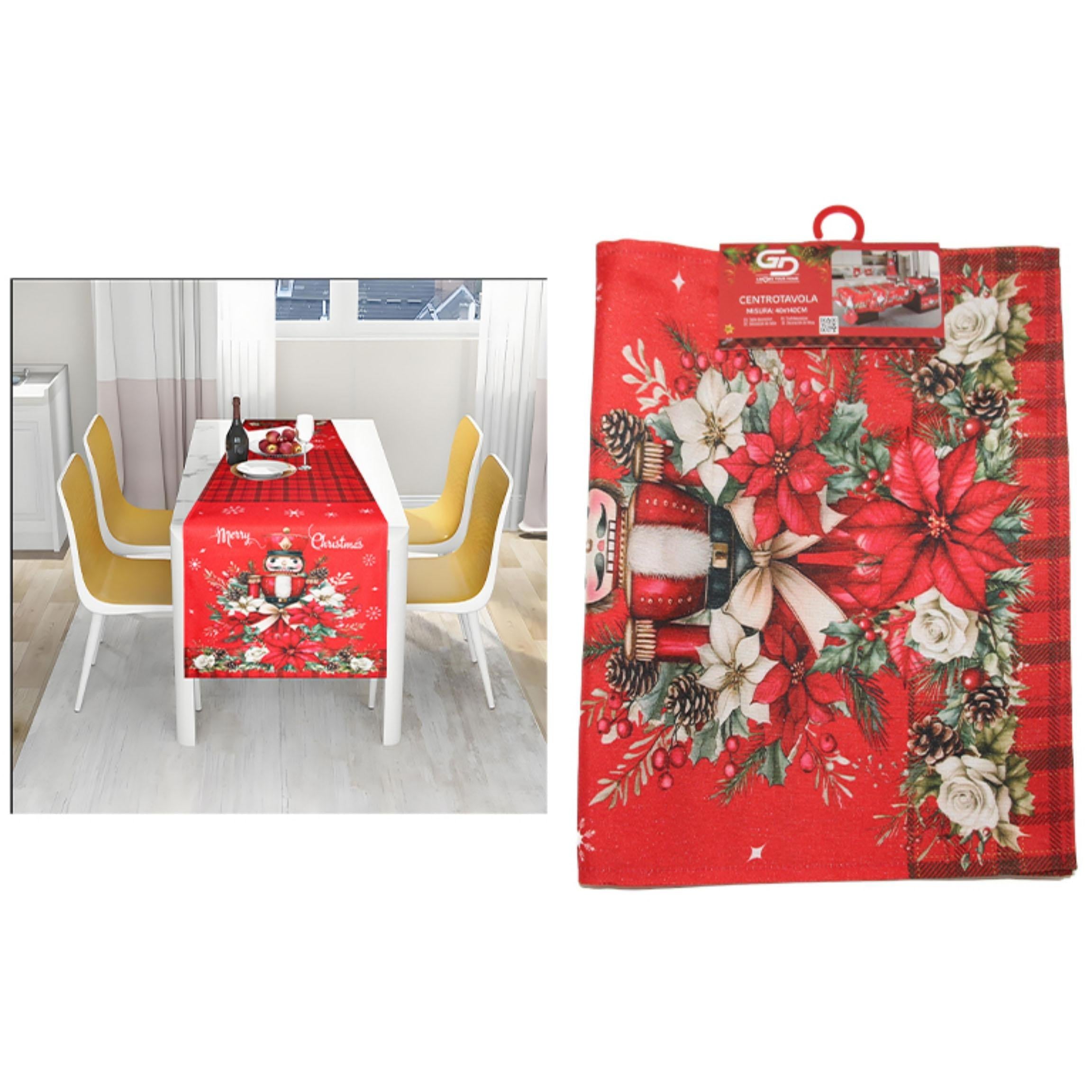 GD LOVES XMAS Runner Natalizio 40x140 cm con Filo Dorato e Argentato Decorazione Tavola Rossa Stile Elegante per le Feste in Poliestere di Alta Qualità