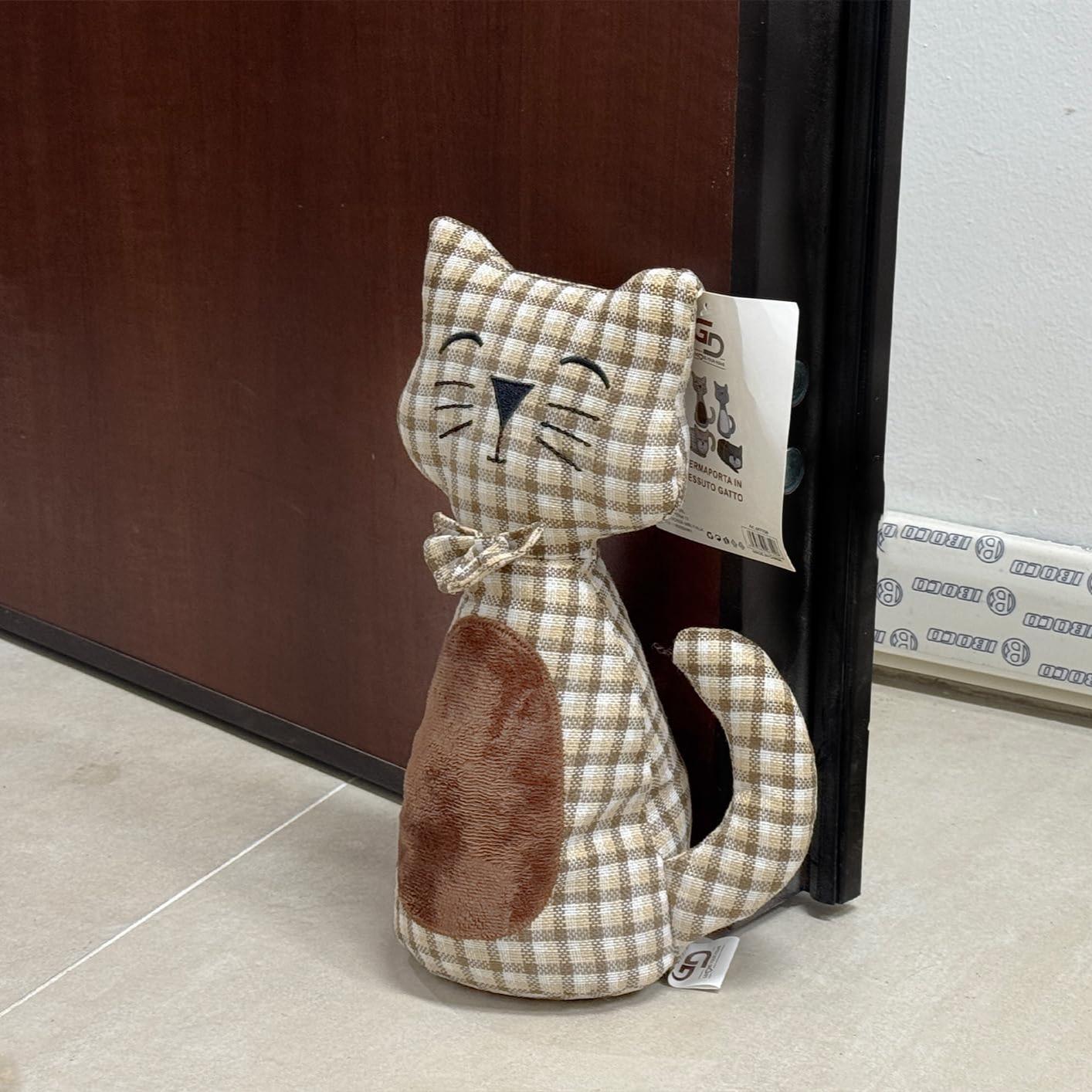 GD LOVES YOUR HOME Fermaporta a Gatto Pesante – 4 Modelli (seduto/coricato) in tessuto zavorrato, fondo soft anti-graffio – fermaporta decorativo per interni