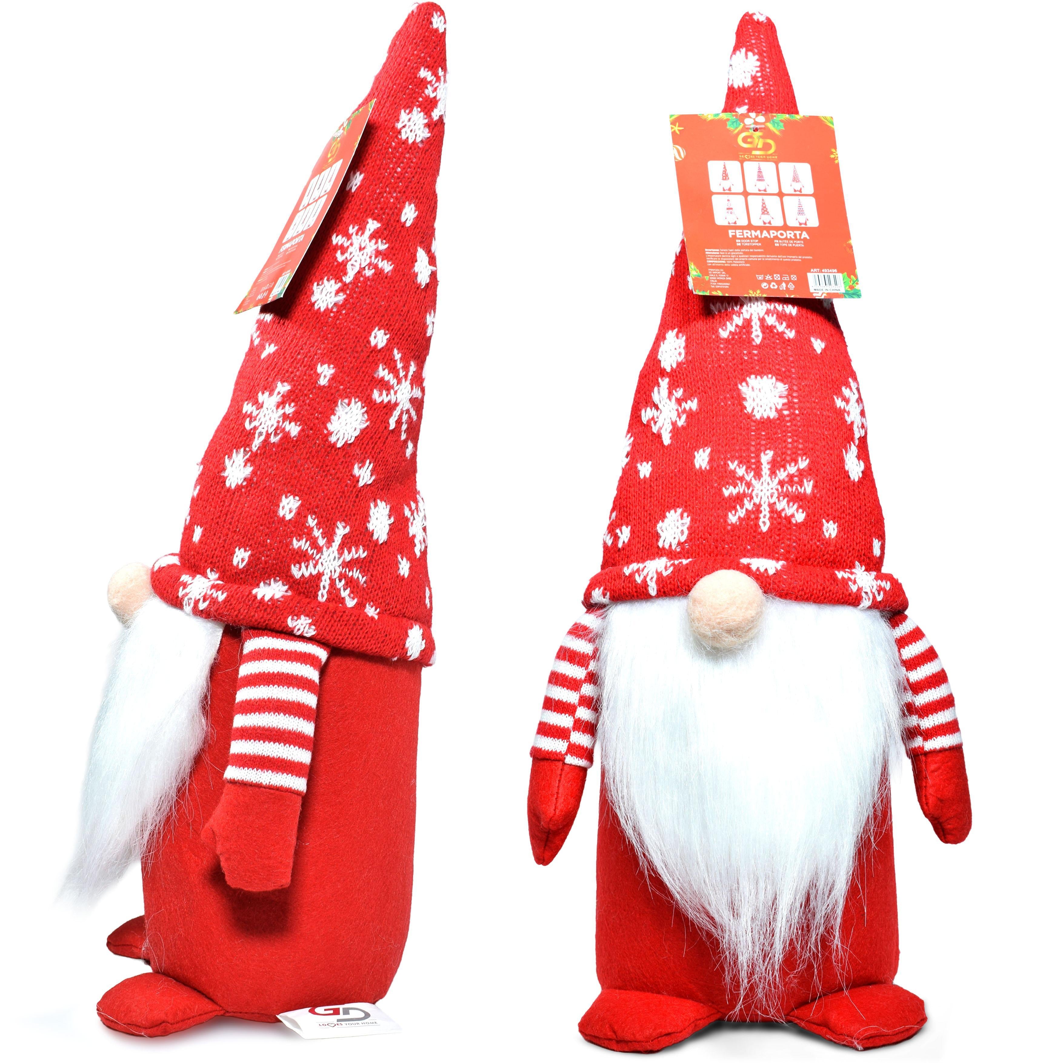 GD LOVES XMAS Gnomo Natalizio Fermaporta 32 cm Decorazione Invernale per Casa e Regalo di Natale con Cappello Invernale e Dettagli Festivi