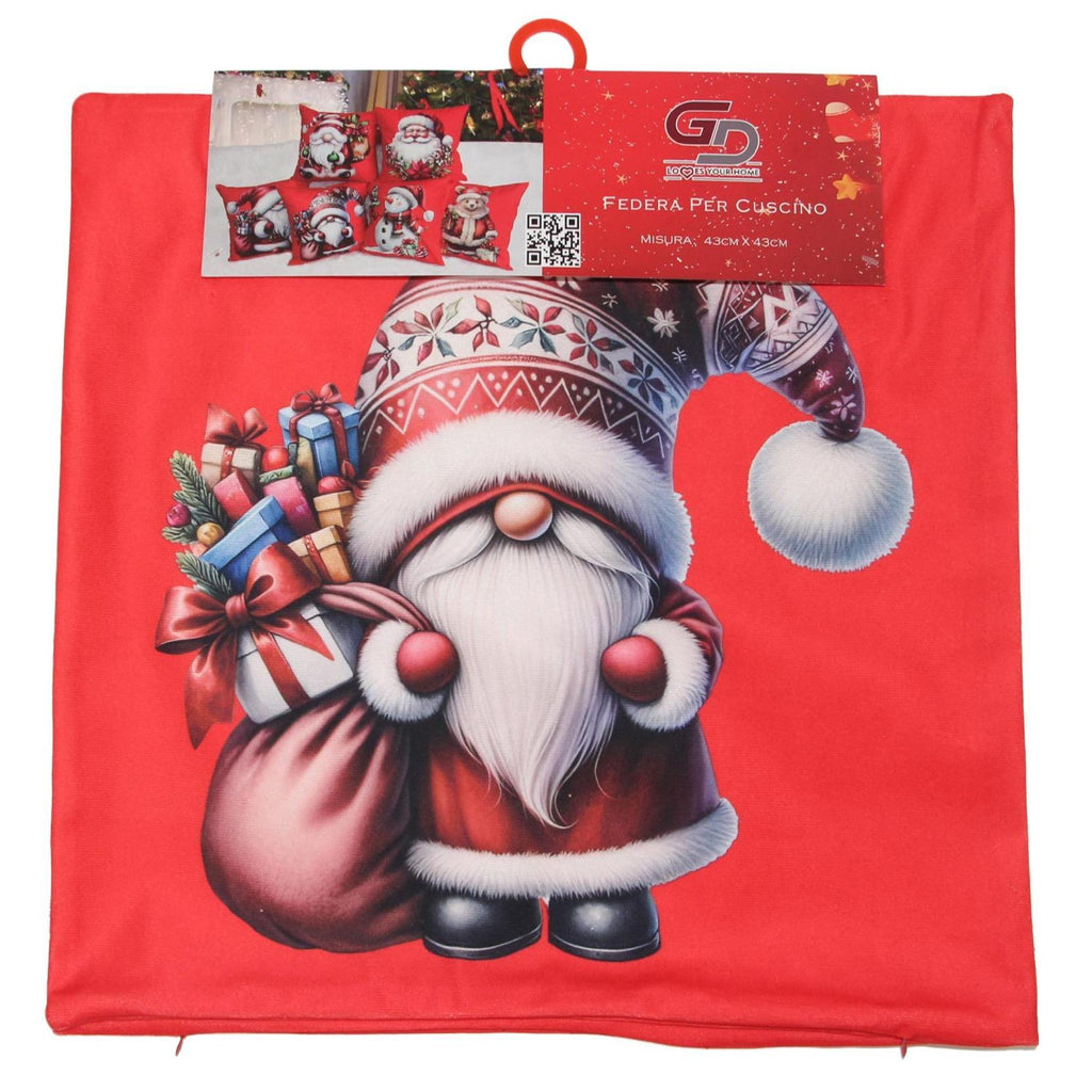 GD LOVES XMAS Set 2 Copricuscino Natalizio 3D 43×43 cm Federe Morbide per Divano o Letto 12 Fantasie Natalizie con Babbo Natale e Regali
