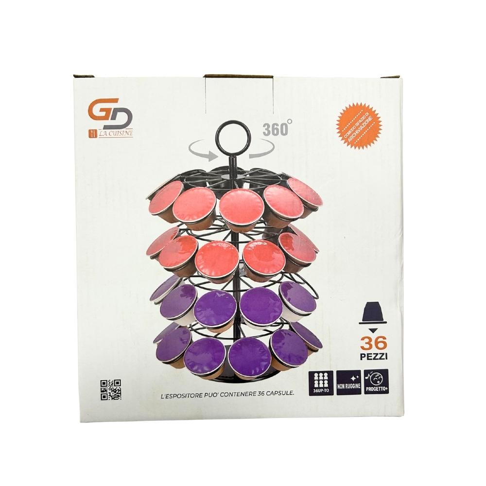 Portacapsule Girevole di Caffè in Ferro per Capsule Grandi e Piccole Capacità 36-40 Capsule Design Girevole e Robusto