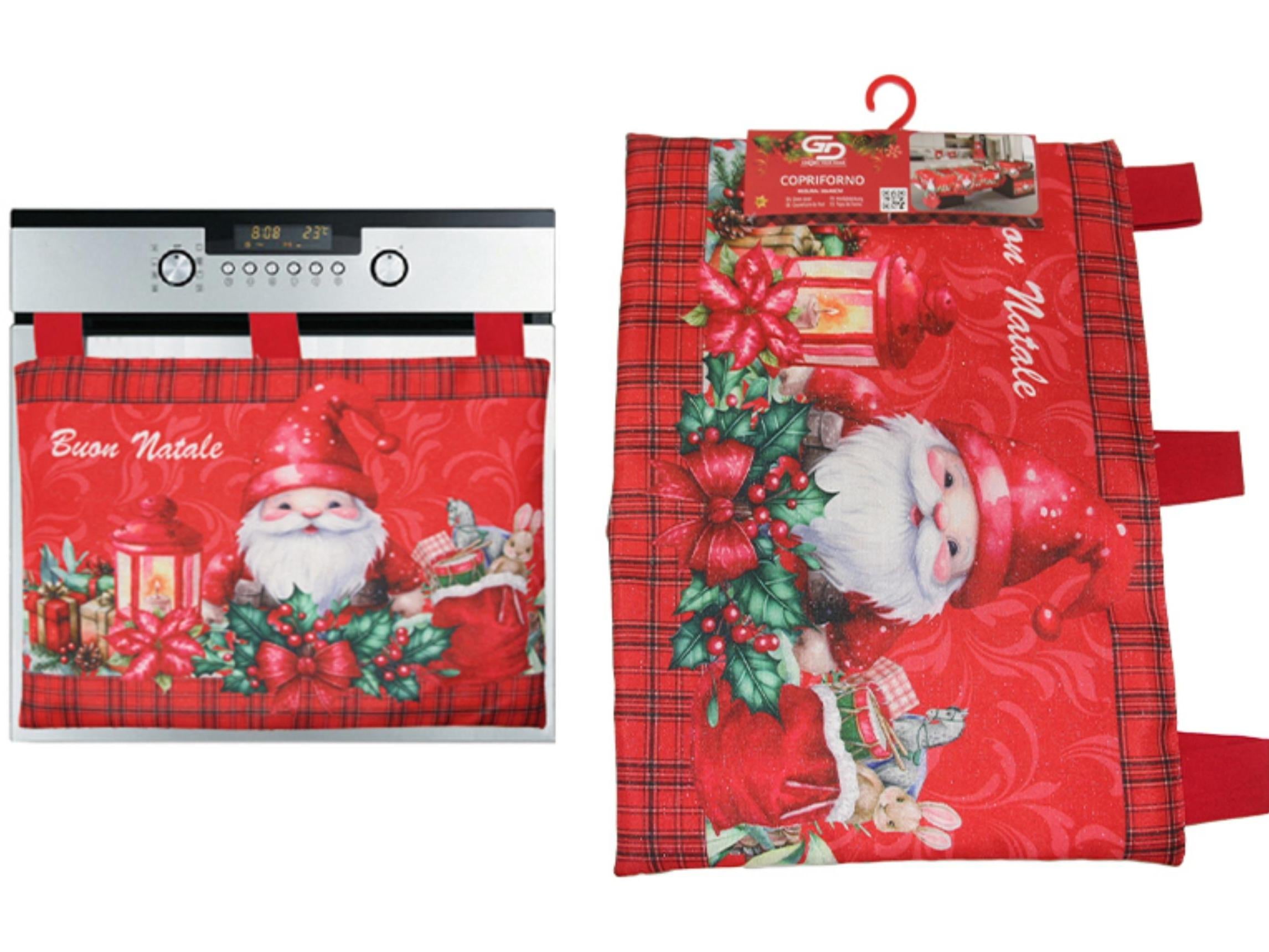 GD LOVES XMAS Copriforno Natalizio 38×48 cm  Copertura Decorativa per Forno – Tessuto Resistente Lavabile, Protezione Antipolvere e Arredo Cucina Festivo