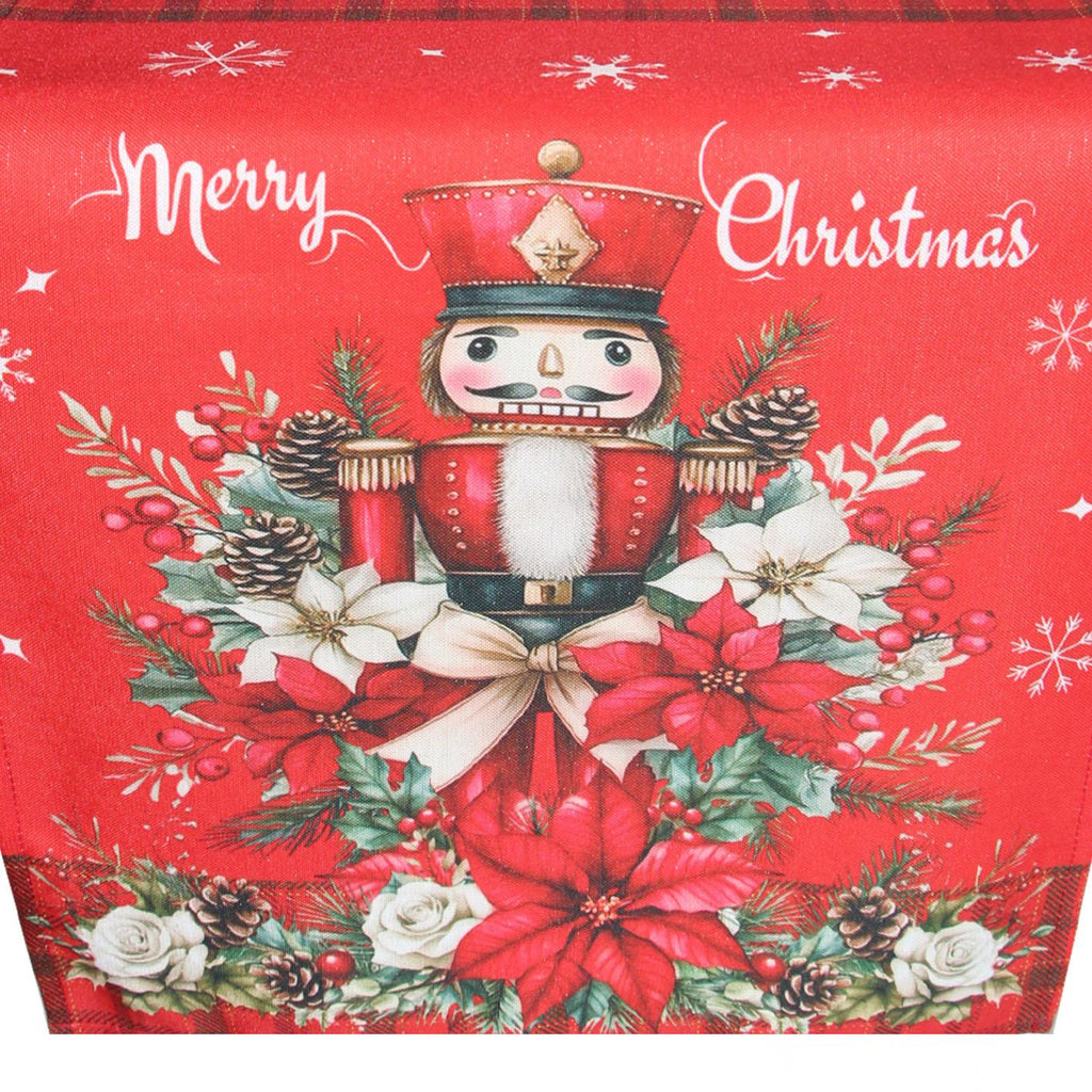 GD LOVES XMAS Runner Natalizio 40x140 cm con Filo Dorato e Argentato Decorazione Tavola Rossa Stile Elegante per le Feste in Poliestere di Alta Qualità