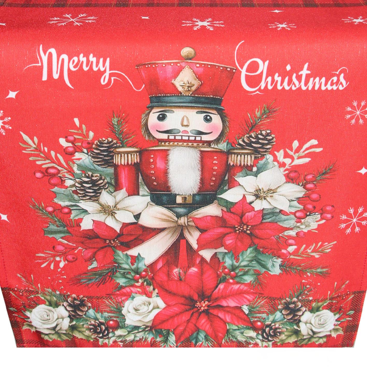 GD LOVES XMAS Runner Natalizio 40x140 cm con Filo Dorato e Argentato Decorazione Tavola Rossa Stile Elegante per le Feste in Poliestere di Alta Qualità