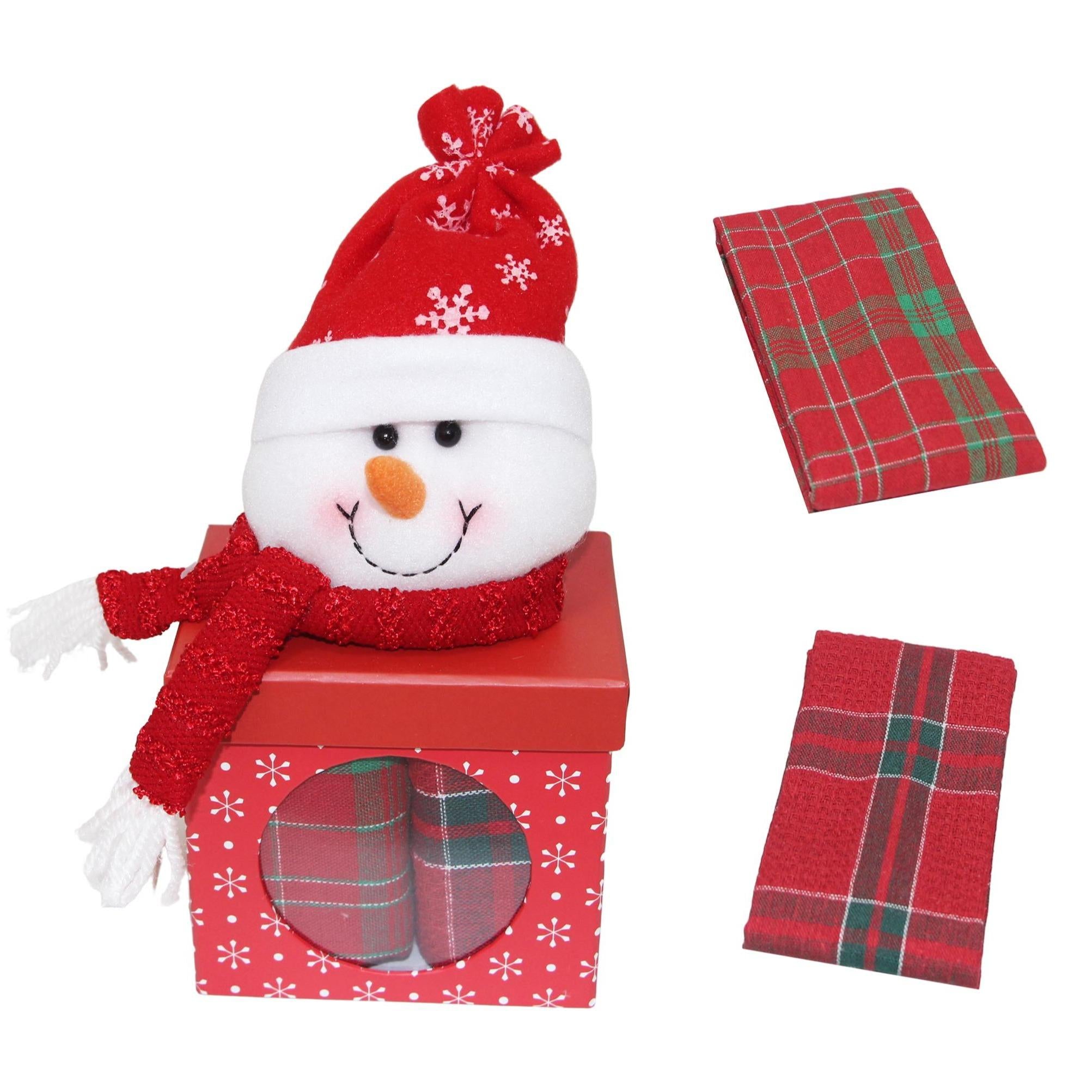 GD LOVES XMAS Scatola Regalo Natalizia con Tovaglietta – Pupazzo di Babbo Natale, Renna o Pupazzo di Neve – Idea Regalo e Decorazione Tavola per le Feste