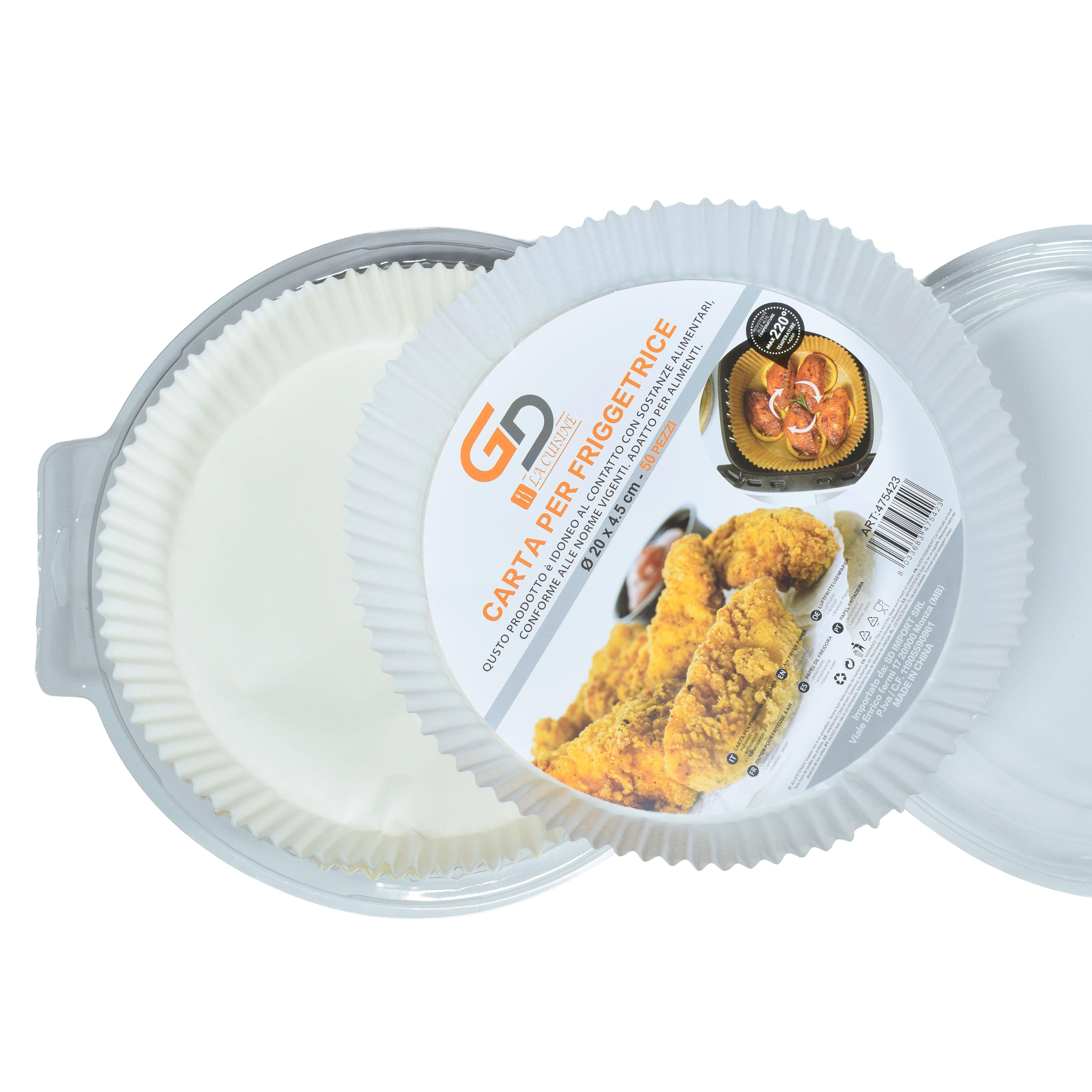 Teglie in Carta Monouso per Friggitrice ad Aria GD LA CUISINE 50 Pezzi  Ronde 16–20cm e Quadrate 16cm | Carta Oleata Antiaderente, Impermeabile e Resistente alle Alte Temperature | Ideali per Airfryer e Forno