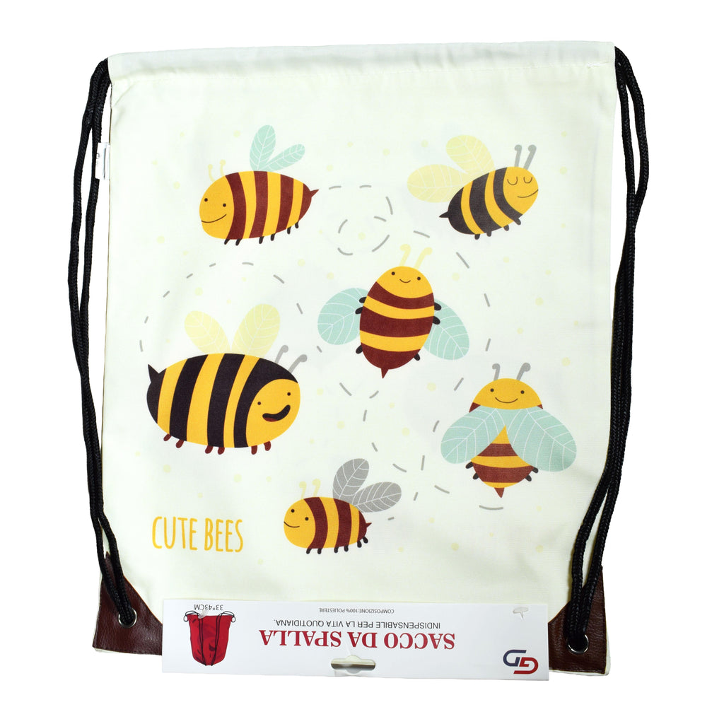 GD LOVES YOUR HOME Sacco Scarpe da Spalla Decorato in Tela Resistente 33x43cm | Zainetto Leggero per Palestra, Viaggio e Uso Quotidiano