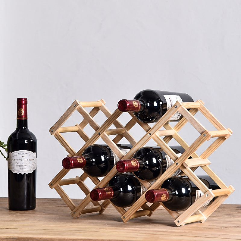 Portabottiglie in Legno Pieghevole Salvaspazio – Portavini 42×12×7 cm per Cucina, Casa, Cantina e Regalo