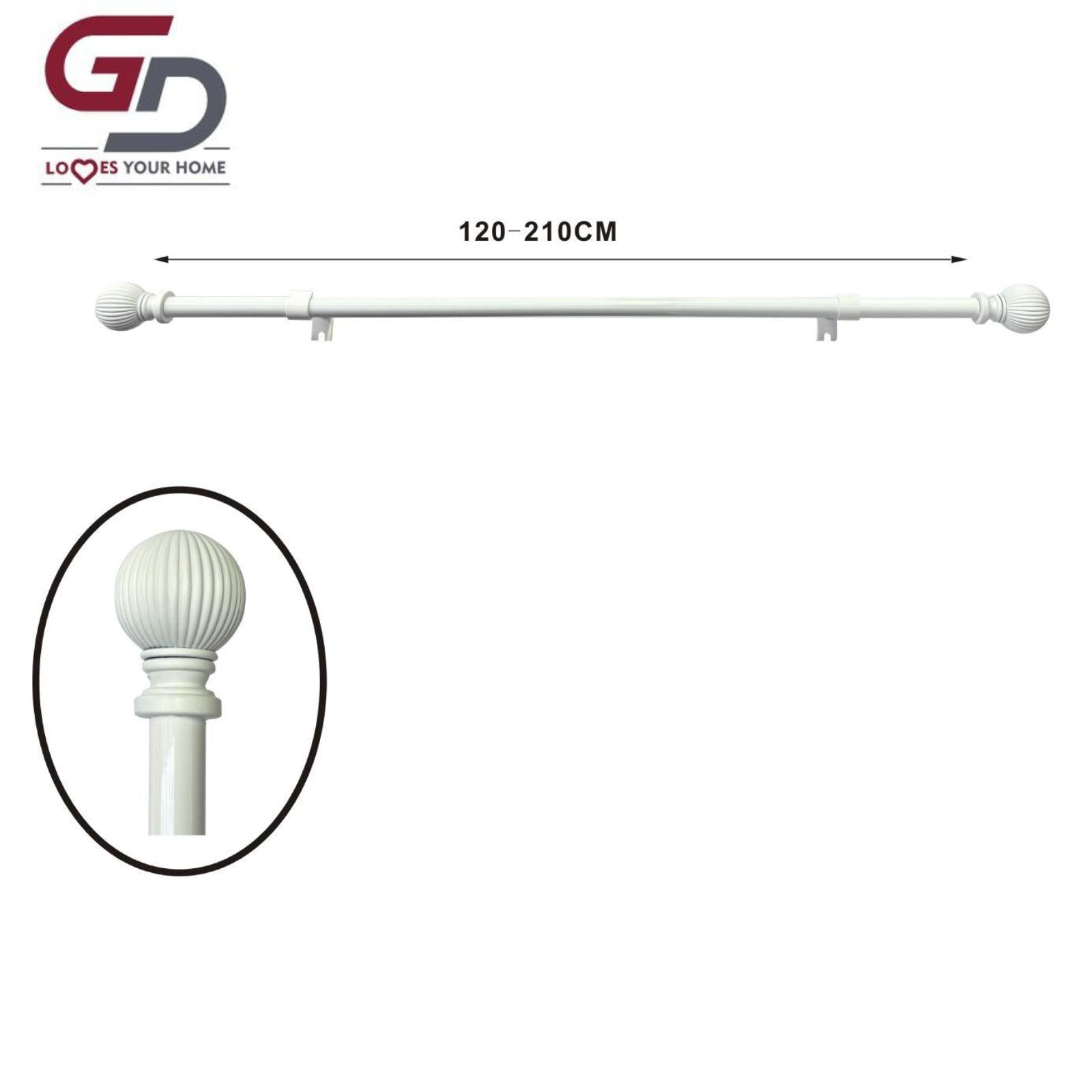 bastone per tende / asta per tenda estendibile. 80% ferro, 20% resina. misure 70-120cm, 120-210cm. colore bianco, nero, argento e oro.