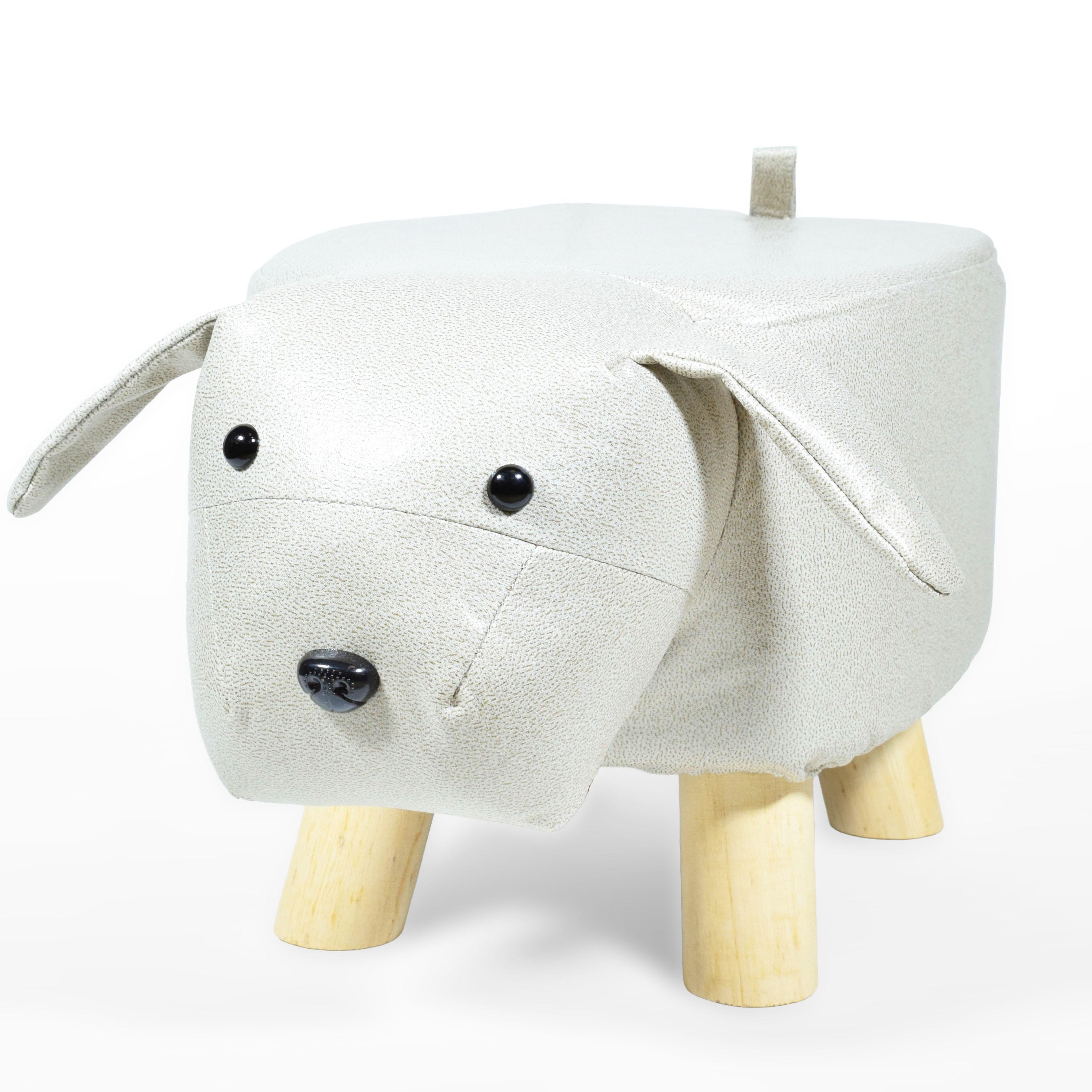 GD LOVES YOUR HOME Pouf Cagnolino H25 cm con gambe in legno | Sgabello animaletto imbottito, ideale come poggiapiedi e decoro per cameretta o salotto – 40 × 25 × H25 cm – 4 colori: Caffè, Grigio Chiaro, Bianco panna, Blu petrolio