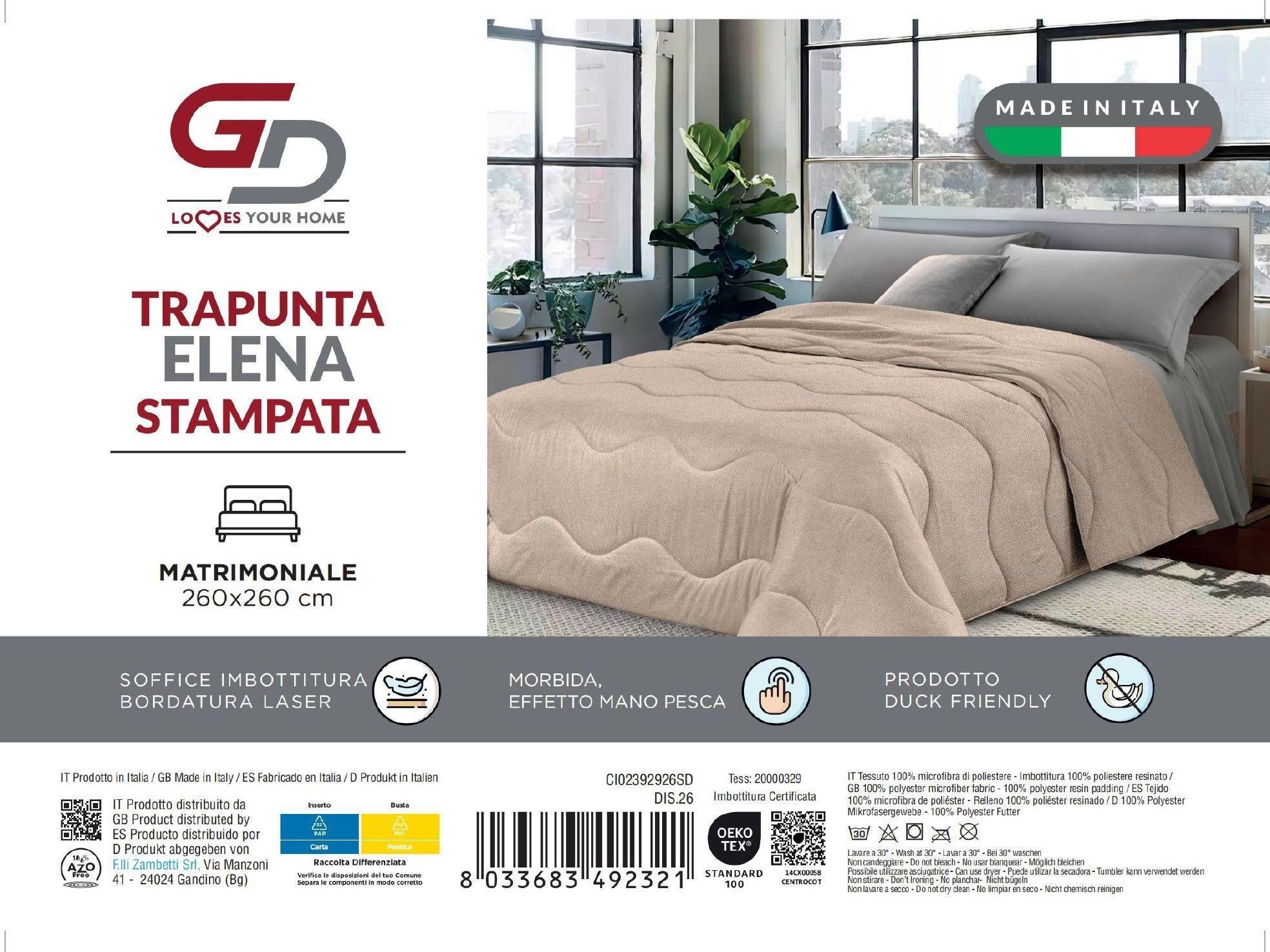GD LOVES YOUR HOME Trapunta Leggera Matrimoniale Invernale 260×260 cm – MADE IN ITALY, Microfibra Mano Pesca, Anallergica e Duck Friendly – Coperta Imbottita con Bordatura Laser, Fantasie Stampate