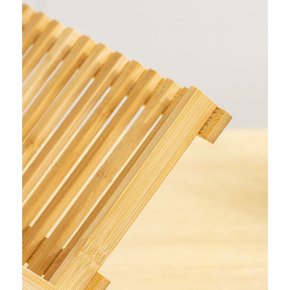 Scolapiatti in Bambù Pieghevole a 2 Ripiani, Portapiatti da Cucina Salvaspazio, 34cm Altezza, Naturale