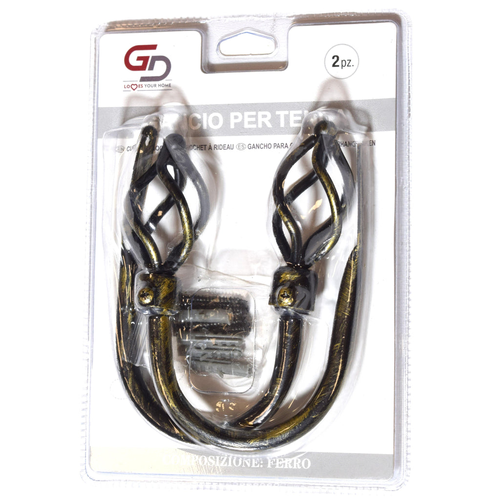 GD LOVES YOUR HOME Set 2 Ganci Decorativi per Tende - Ganci Metallici Premium per Tende, Doccia e Drappeggi - Antiruggine e Resistente