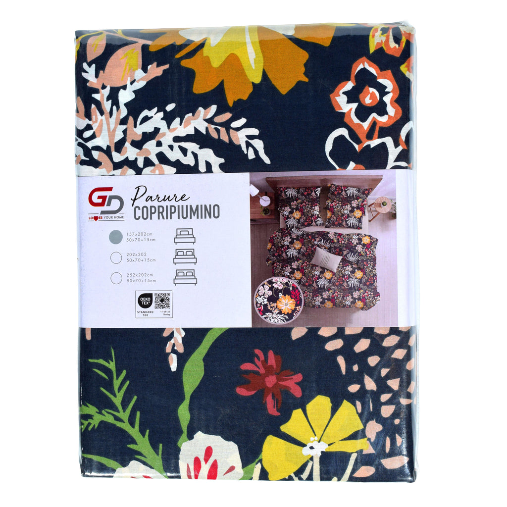 GD LOVES YOUR HOME Linea Parure Copripiumino – Fantasie Notte di Pavone & Fiori d’Autunno – Set 2 o 3 Pezzi con Federe – 3 Misure (Singolo, Piazza e Mezza, Matrimoniale) – Morbido, Traspirante e Facile da Lavare
