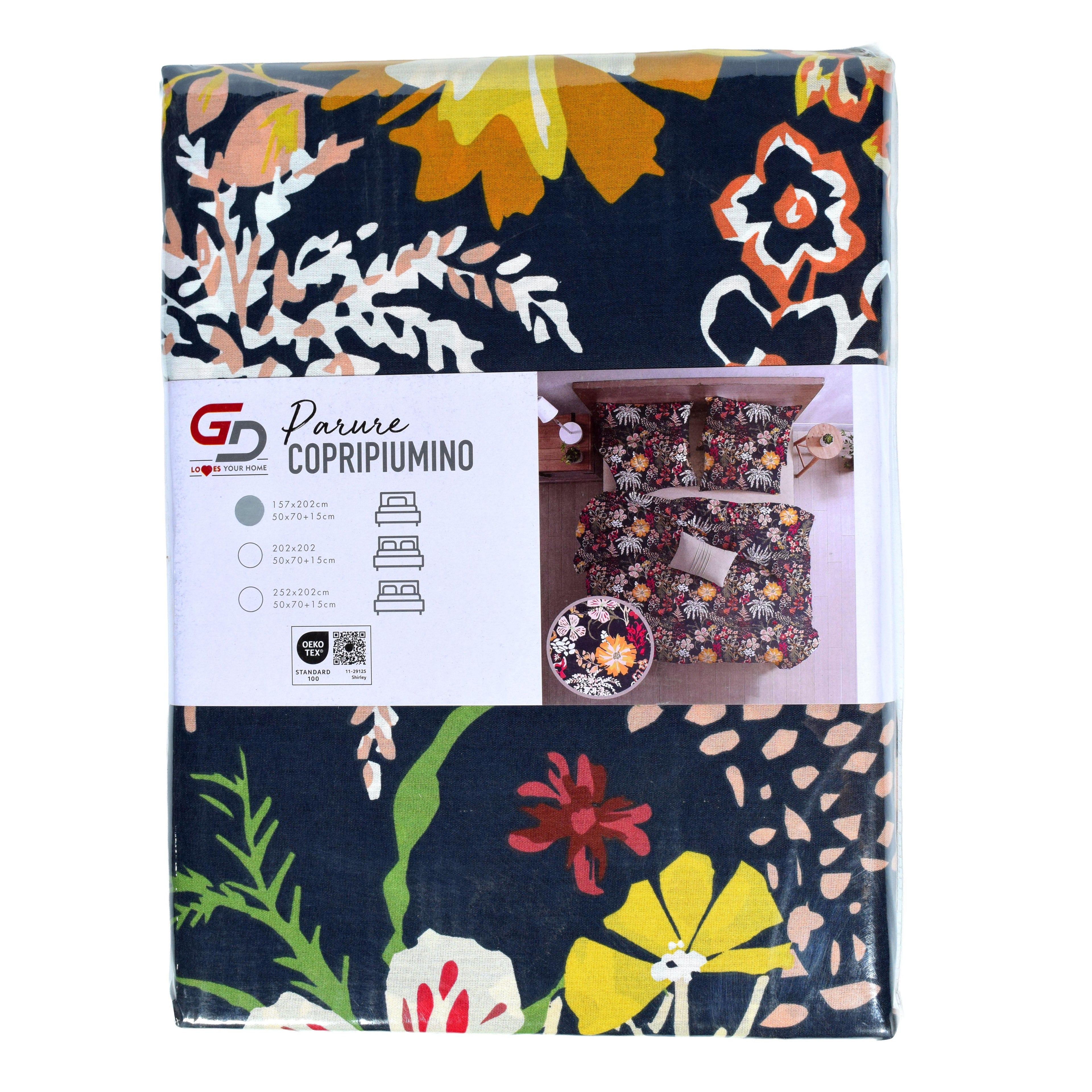 GD LOVES YOUR HOME Linea Parure Copripiumino – Fantasie Notte di Pavone & Fiori d’Autunno – Set 2 o 3 Pezzi con Federe – 3 Misure (Singolo, Piazza e Mezza, Matrimoniale) – Morbido, Traspirante e Facile da Lavare