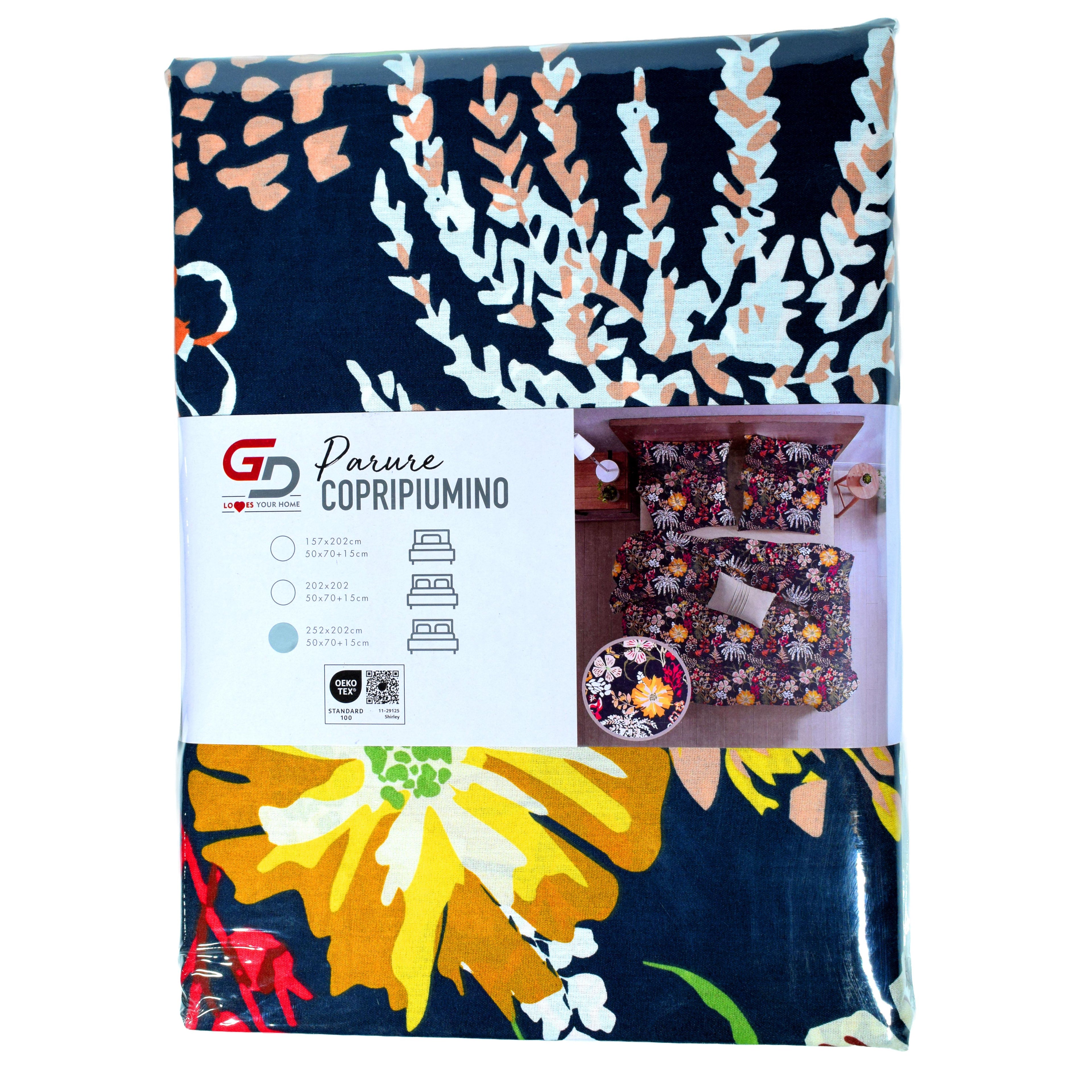 GD LOVES YOUR HOME Linea Parure Copripiumino – Fantasie Notte di Pavone & Fiori d’Autunno – Set 2 o 3 Pezzi con Federe – 3 Misure (Singolo, Piazza e Mezza, Matrimoniale) – Morbido, Traspirante e Facile da Lavare