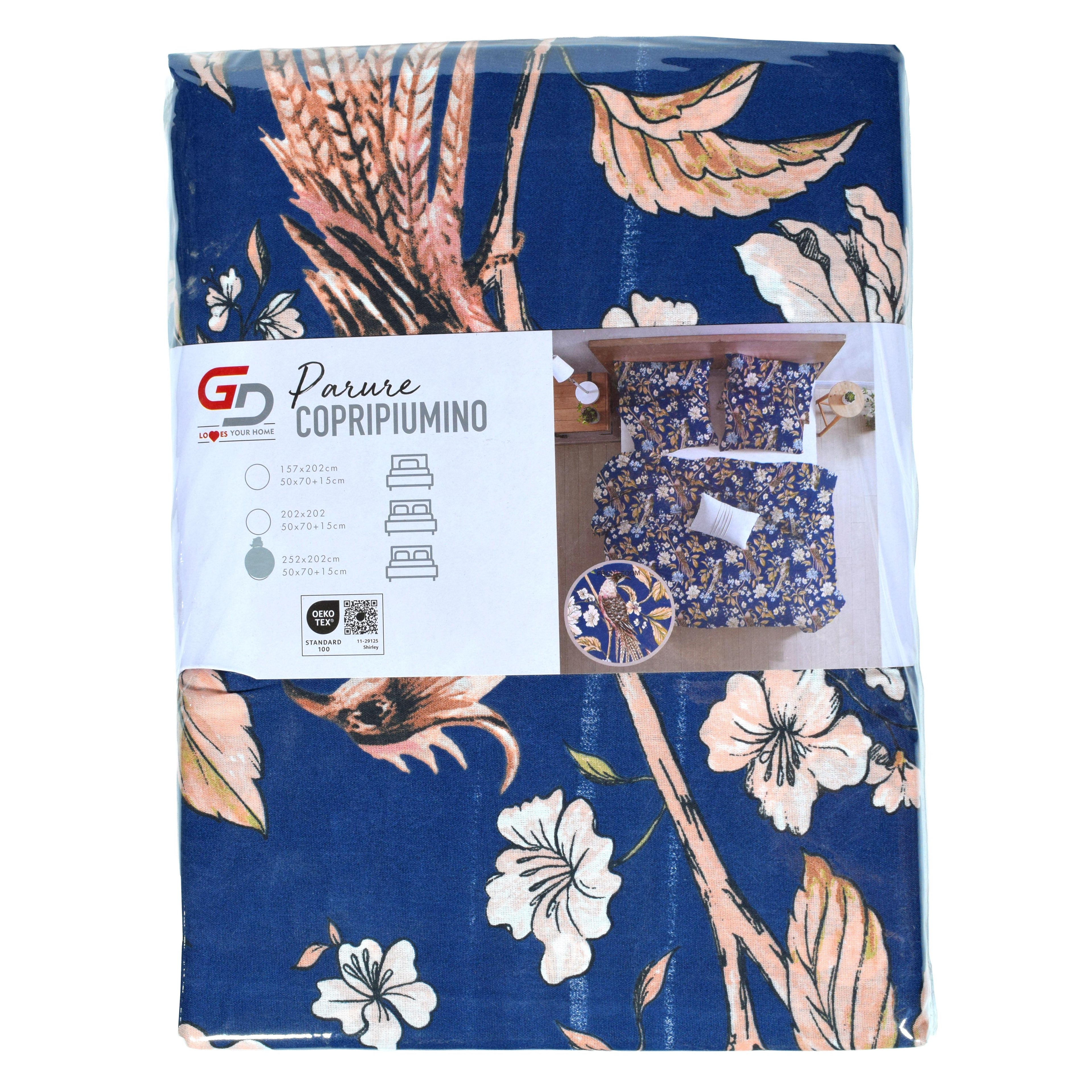 GD LOVES YOUR HOME Linea Parure Copripiumino – Fantasie Notte di Pavone & Fiori d’Autunno – Set 2 o 3 Pezzi con Federe – 3 Misure (Singolo, Piazza e Mezza, Matrimoniale) – Morbido, Traspirante e Facile da Lavare