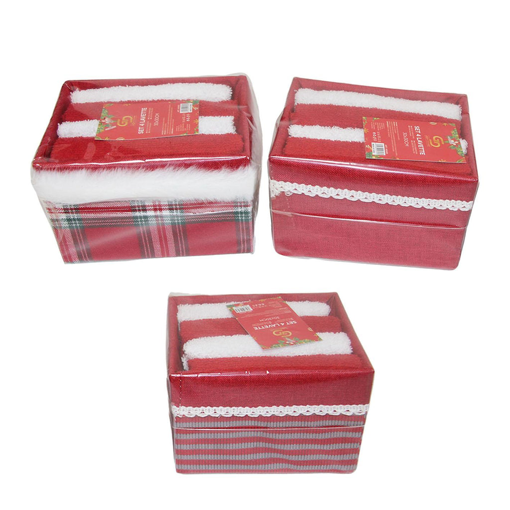 GD LOVES XMAS Scatola Regalo Natalizia con Asciugamano Morbido 30×30 cm in 85% Cotone 15% Poliestere Idea Regalo Natale per Casa Bagno e Decorazione