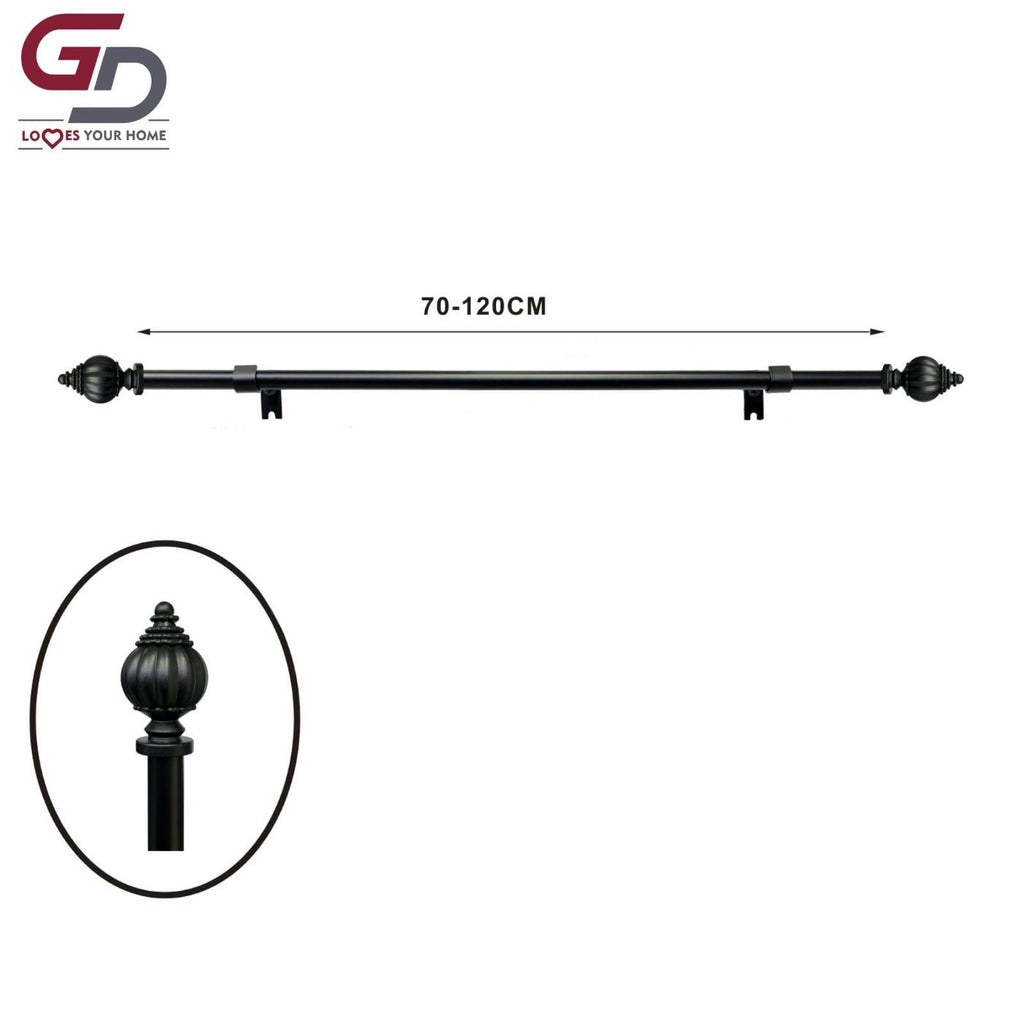 Bastone per tende / asta per tende estendibile in resina e ferro. Da 70-120 cm o 120-210 cm colore oro, argento, bianco o nero