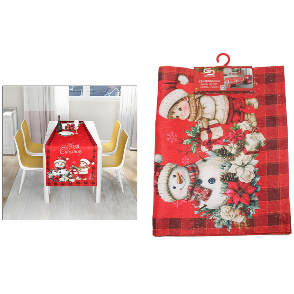 GD LOVES XMAS Runner Natalizio 40x140 cm con Filo Dorato e Argentato Decorazione Tavola Rossa Stile Elegante per le Feste in Poliestere di Alta Qualità
