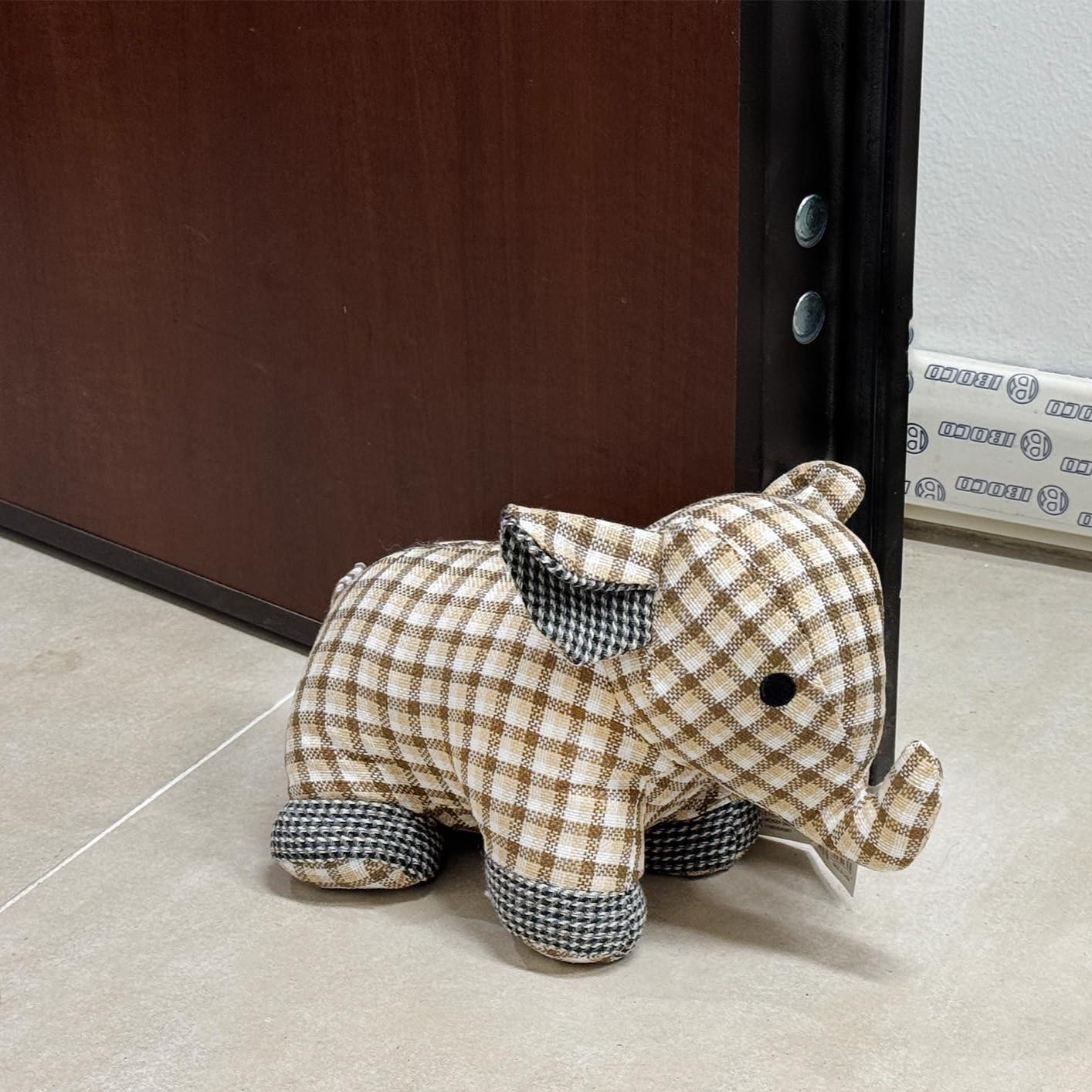 GD LOVES YOUR HOME Fermaporta Elefante in Tessuto Pesante – Blocca-porta da pavimento antivento / paraspifferi decorativo per interni, fondo antigraffio – 4 fantasie – 30×10×20 cm