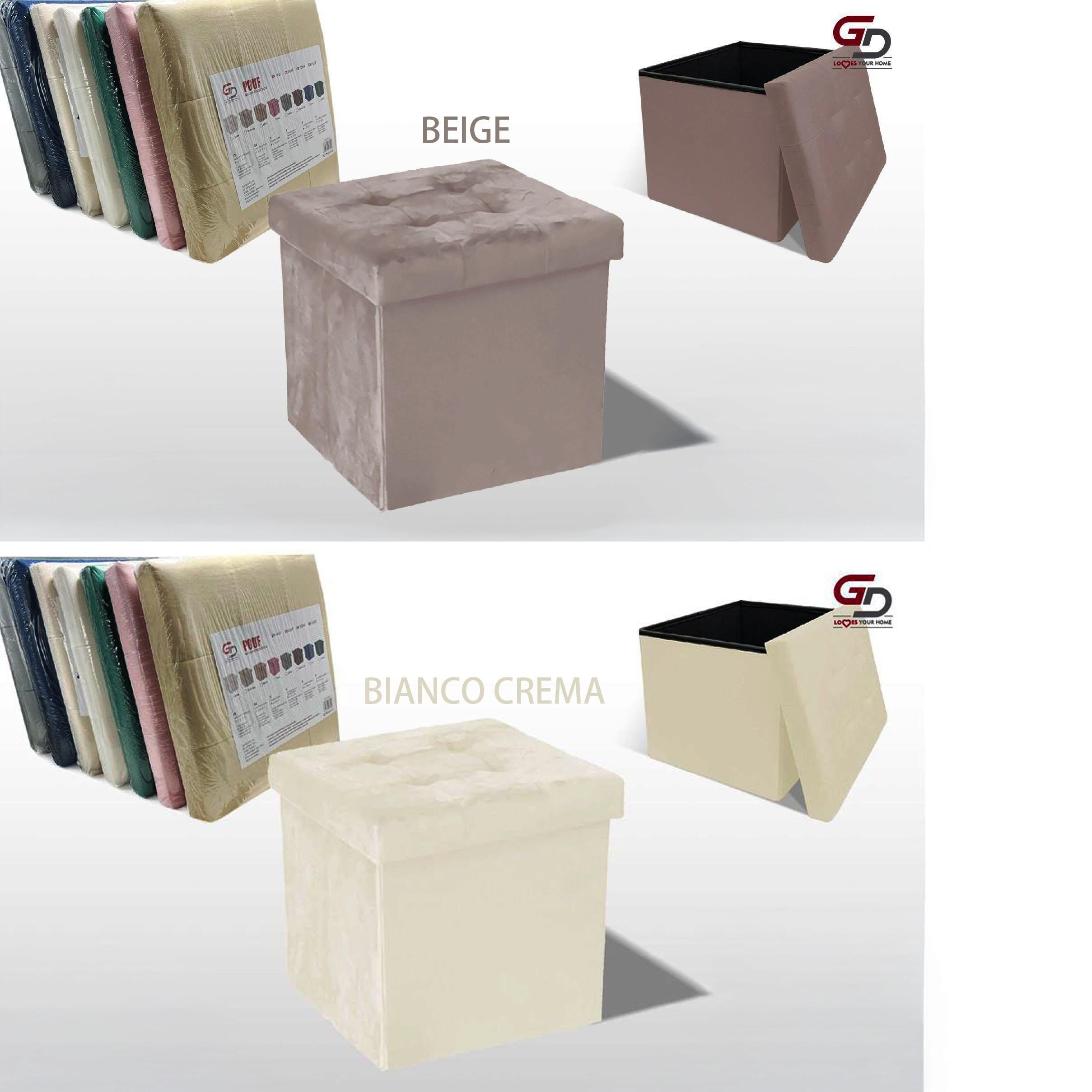 GD LOVES YOUR HOME Pouf Contenitore Pieghevole 76×38×38 cm / 38×38×38 cm, Seduta Imbottita, Sgabello Portaoggetti Salvaspazio Velluto – Panca Organizer per Camera, Soggiorno, Ingresso