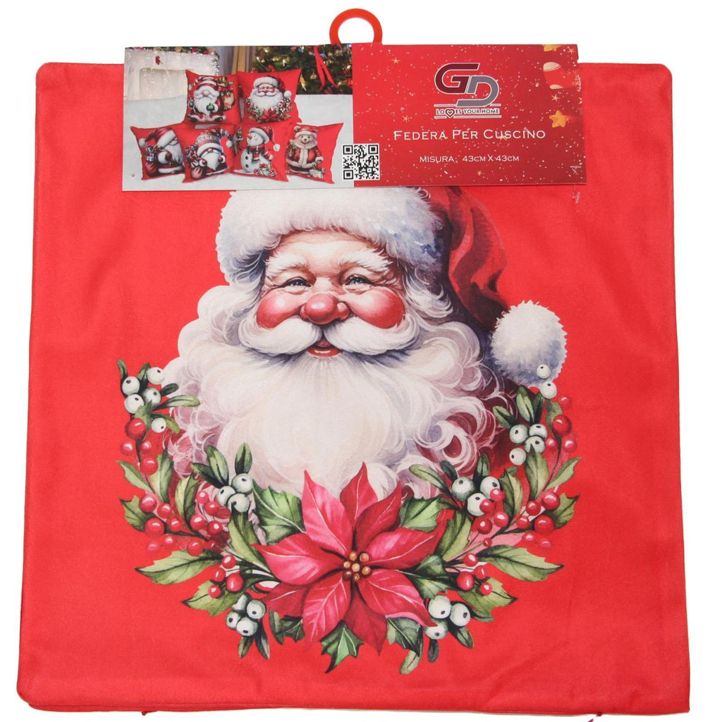 GD LOVES XMAS Set 2 Copricuscino Natalizio 3D 43×43 cm Federe Morbide per Divano o Letto 12 Fantasie Natalizie con Babbo Natale e Regali