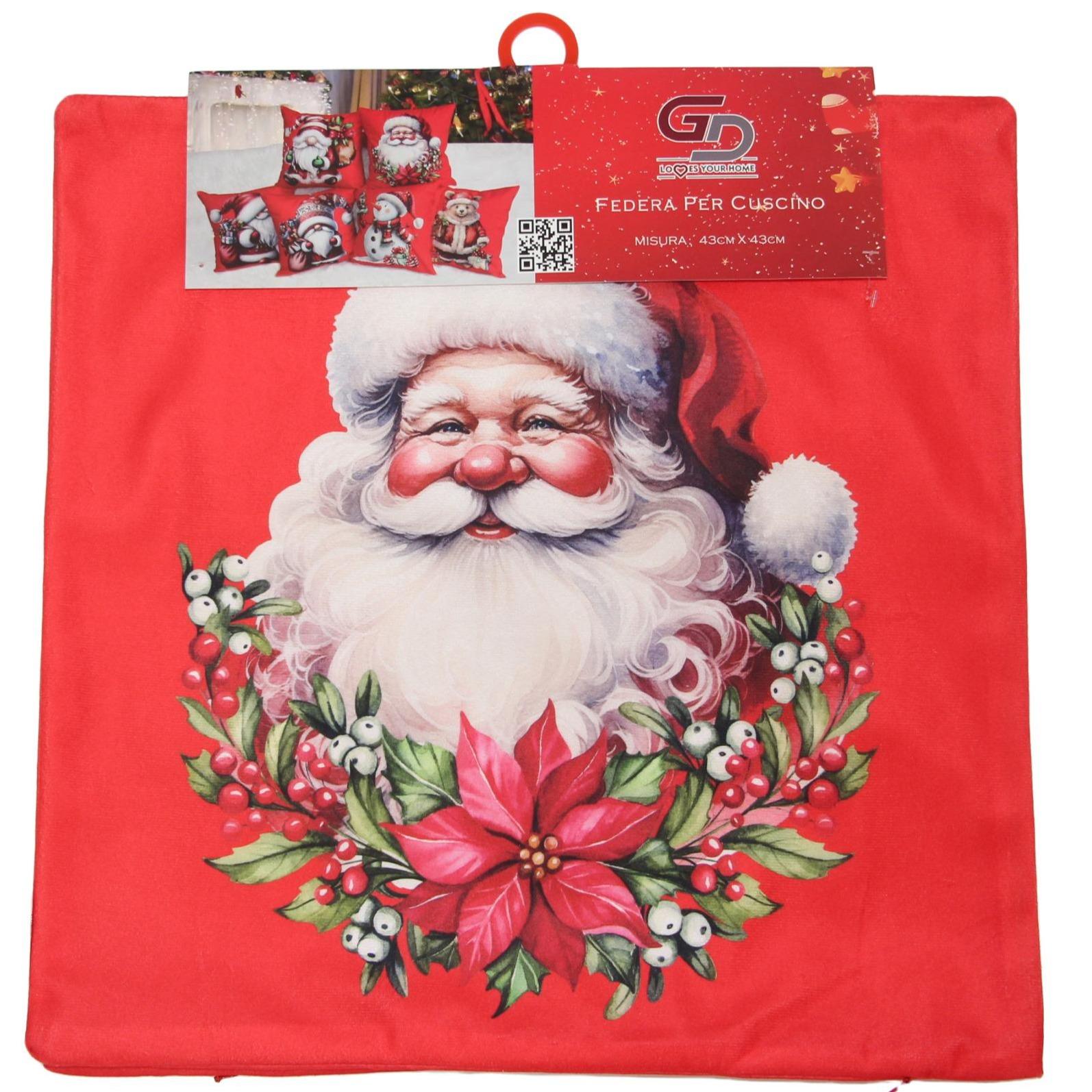 GD LOVES XMAS Set 2 Copricuscino Natalizio 3D 43×43 cm Federe Morbide per Divano o Letto 12 Fantasie Natalizie con Babbo Natale e Regali